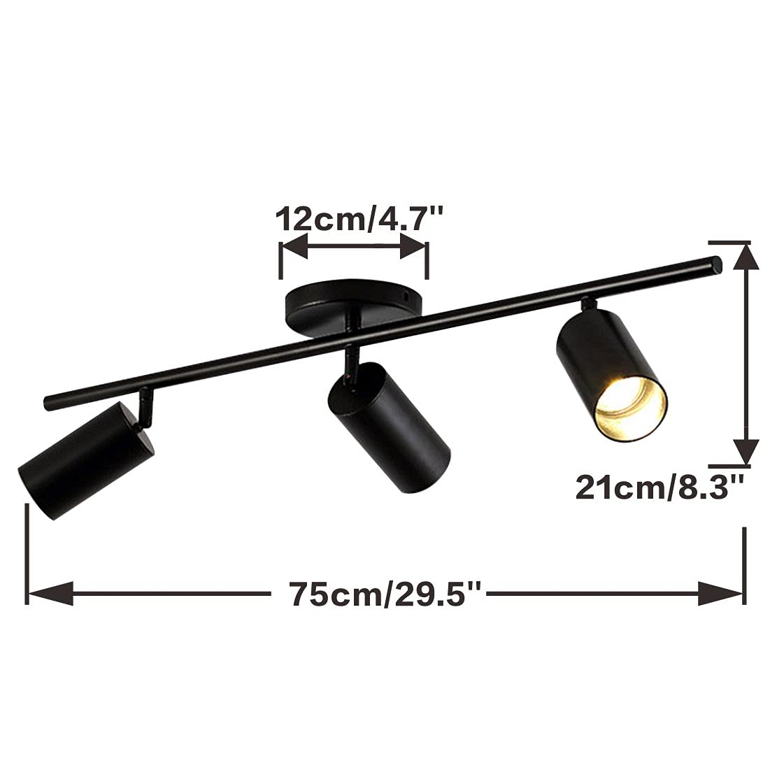 Modern Matte Black Track Lighting Fixture - 3-Light Dimmable LED Ceiling Spotlights for Kitchen, Dining Room & Living Room | Indoor Flush Mount Lighting | Energy Efficient Home & Office Lighting Solution