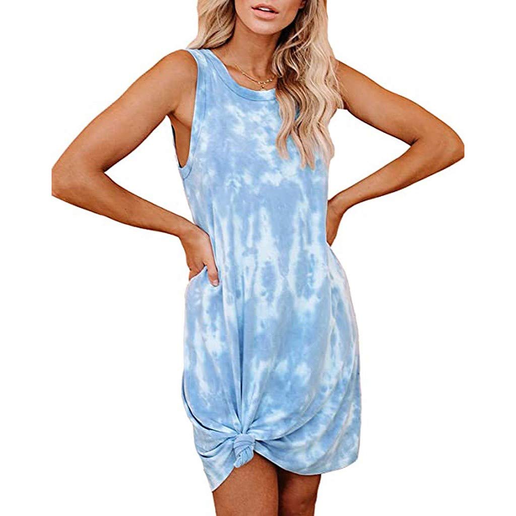 Quealent Women's Floral Print Sleeveless A-Line Mini Dress - Summer Casual Sundress for Cocktail Party, Beach Vacation & Date Night