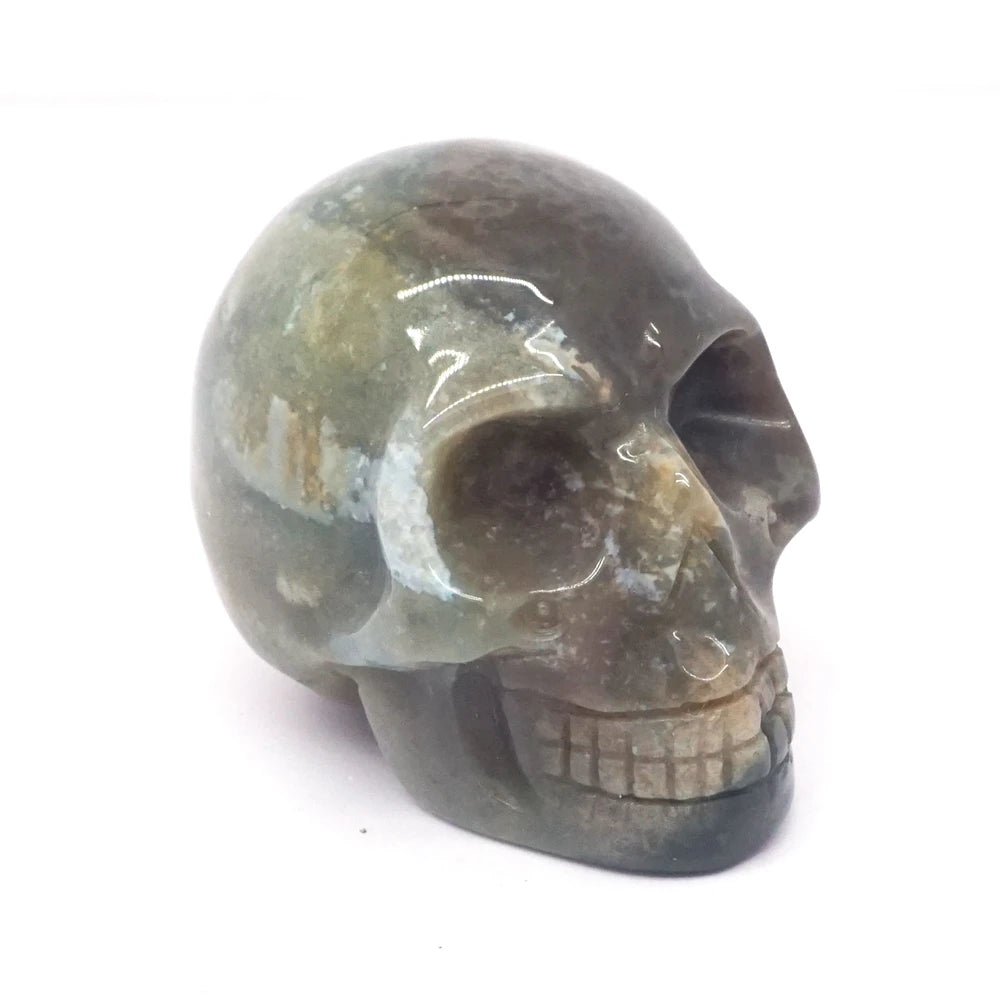 2 Pack Skull Statue Figurines - Natural Crystal Stone Sculpture for Chakra Healing, Meditation & Spiritual Decor | Halloween Home Decor, Gothic Gift for Men & Women | Perfect for Altars, Yoga Spaces & Witchy Aesthetic