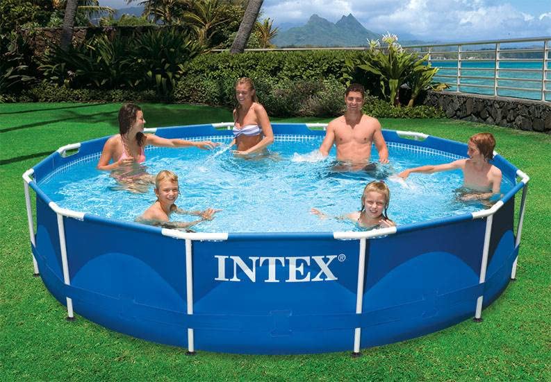 Intex 12ft x 30in Metal Frame Above Ground Round Swimming Pool Set with Filter Pump - Perfect for Backyard Family Fun, Summer Parties & Outdoor Relaxation