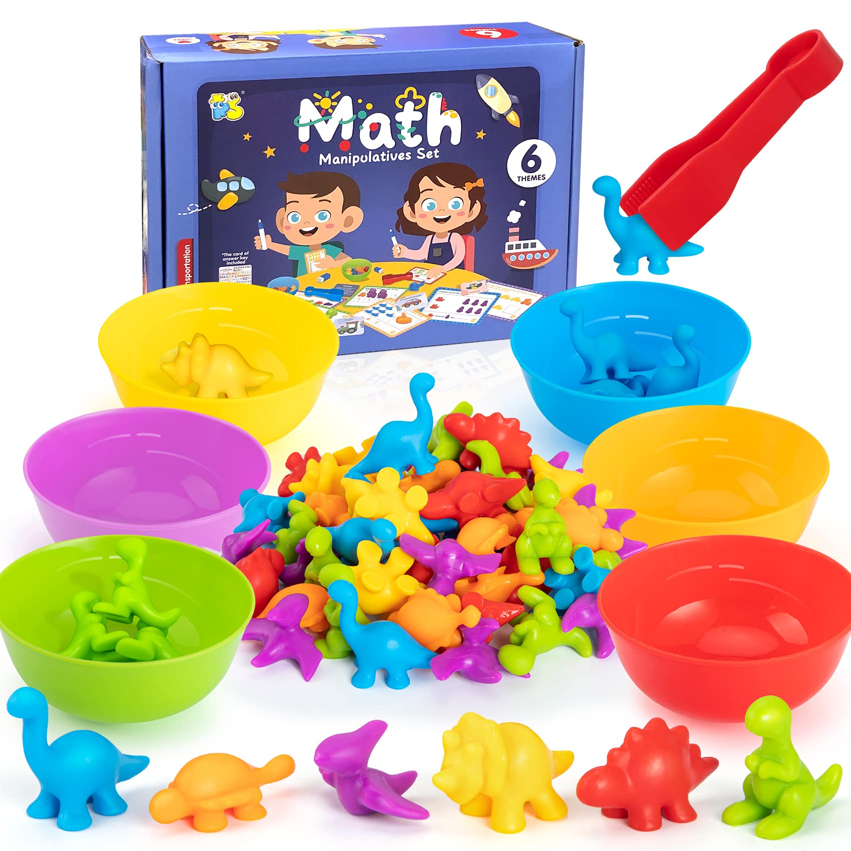 Educational Dinosaur Counting Toys for Toddlers 1-5 Years Old - Montessori Sensory Learning Toys for Boys & Girls - Perfect Christmas Birthday Gift for 2 3 4 Year Olds - Preschool Math Activities, Early Childhood Development Playtime