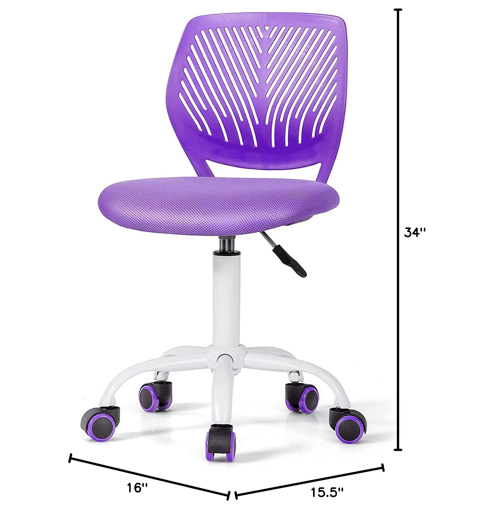 Topment Swivel Office Desk Chair - Ergonomic Armless Task Chair with Breathable Mesh Back & Upholstered Seat, Adjustable Height Computer Chair for Home Office, Study Room, Gaming & Workspace (Purple) - Perfect for Small Spaces, Kids Room & Long Working Hours