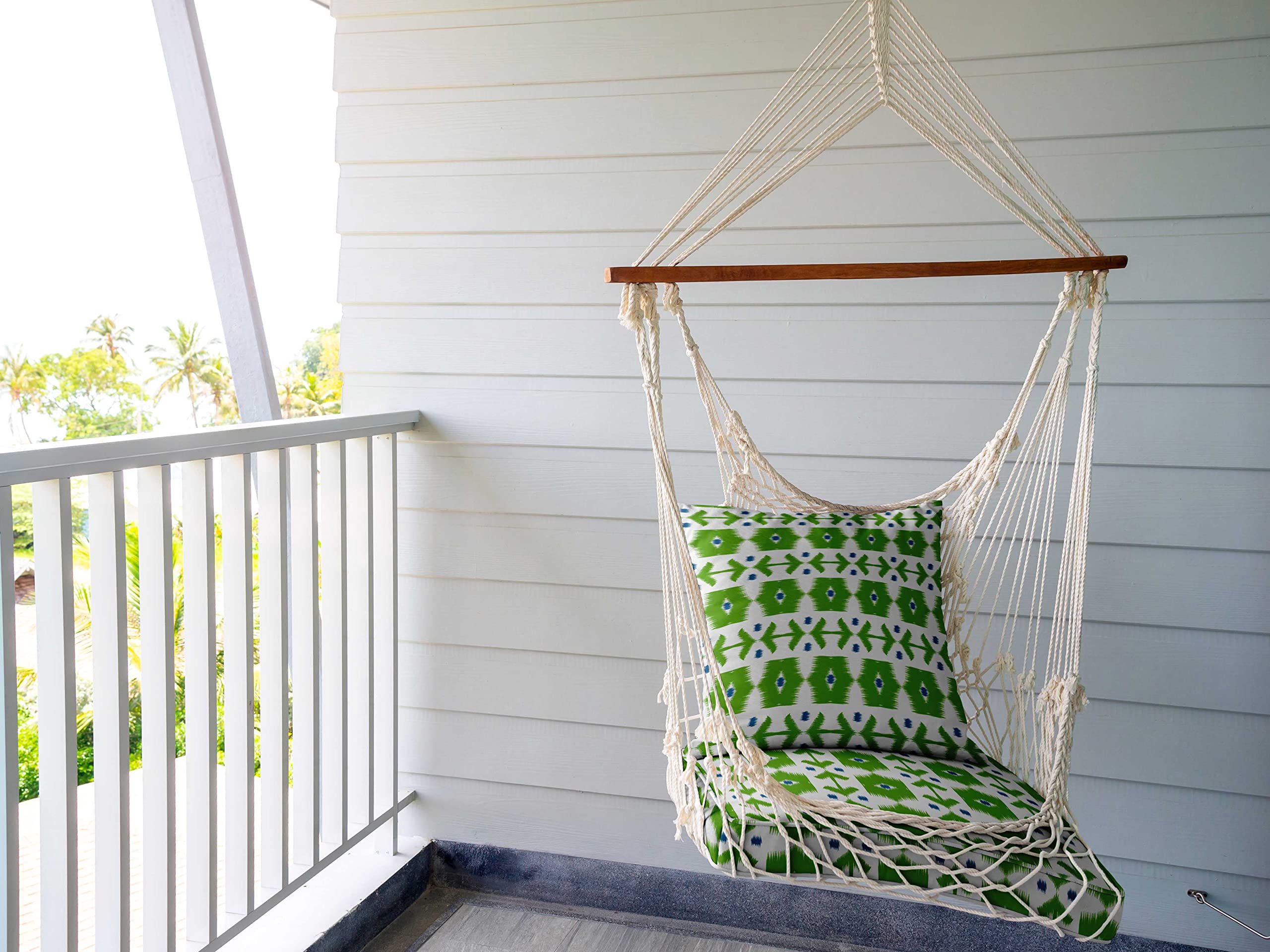 Printed Outdoor Deep Seat Patio Cushions Set - 2pcs All-Weather Replacement Cushions (25x25x5 Inches) - Light Green - Perfect for Patio Furniture, Garden Chairs, and Backyard Lounging