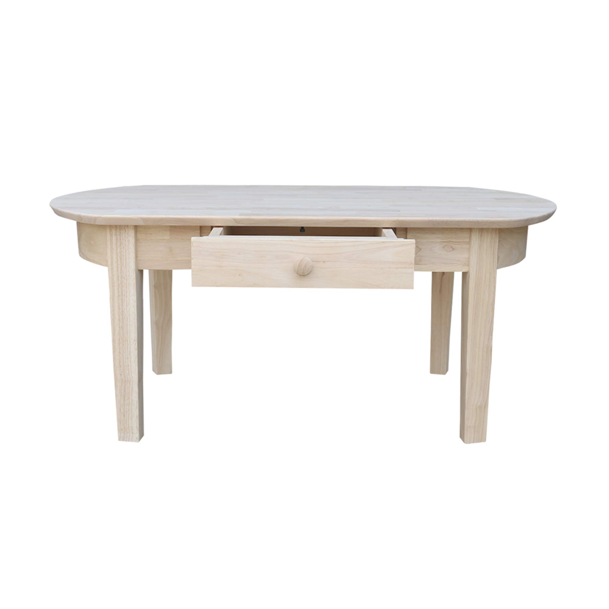 Unfinished Phillips Oval Coffee Table by International Concepts - Rustic Wooden Living Room Furniture for Home Decor & Cozy Gatherings