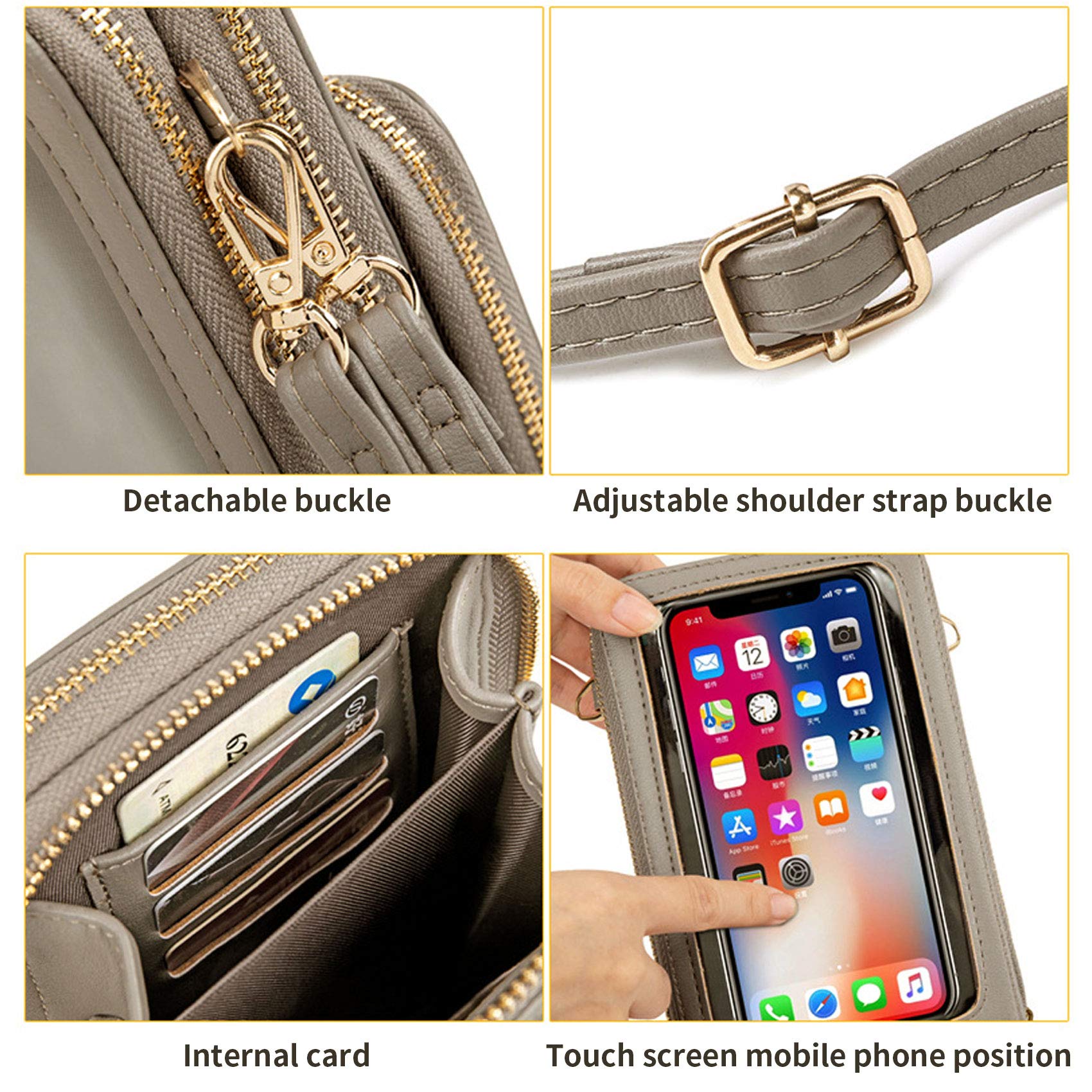 RFID Blocking Crossbody Phone Purse for Women - Touch Screen Accessible Shoulder Bag with Card Holder - Perfect for Travel, Shopping & Daily Use