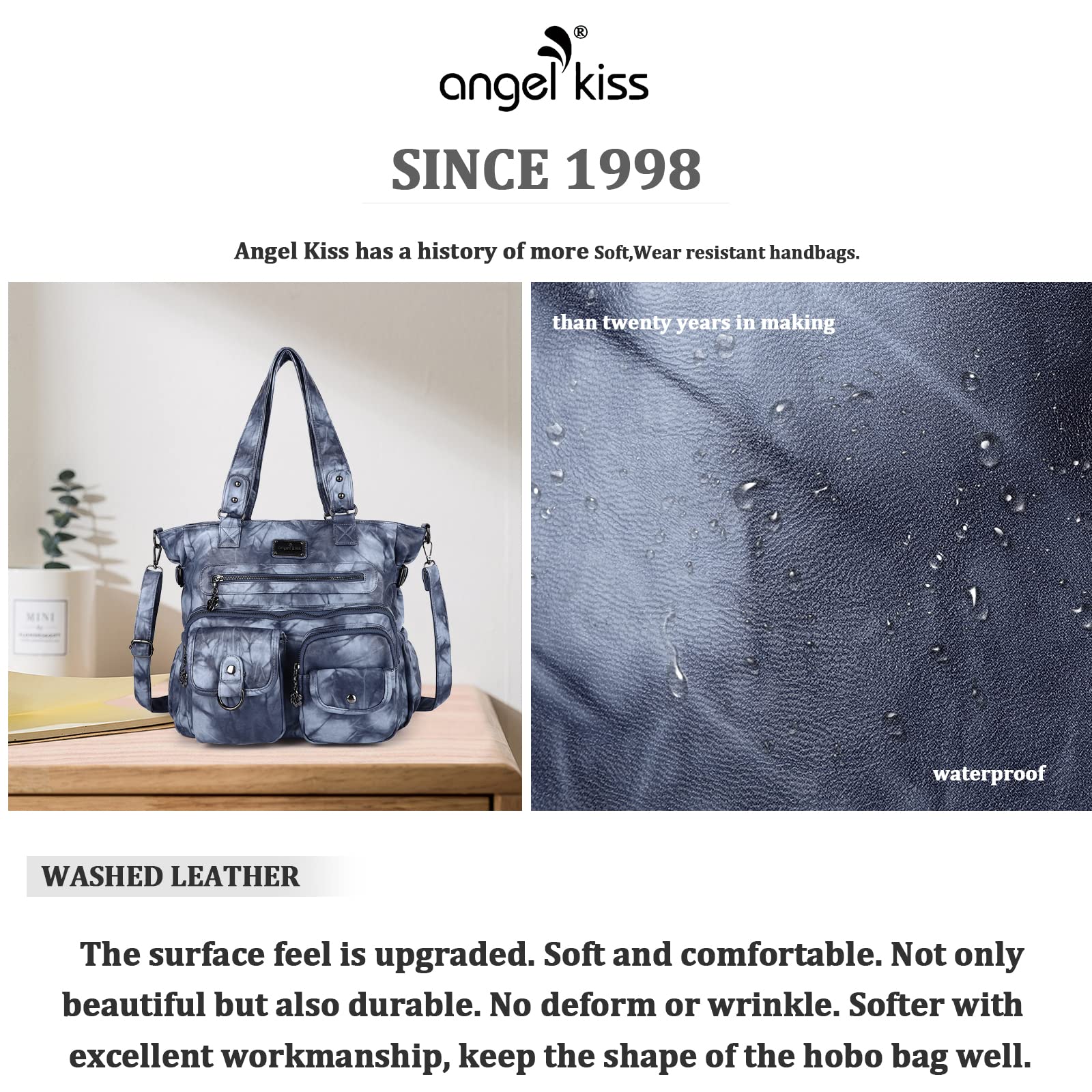 Angelkiss Women's Soft Leather Handbags - Hobo, Satchel, Shoulder & Tote Purses for Ladies | Crossbody Bag for Work, Travel & Everyday Use