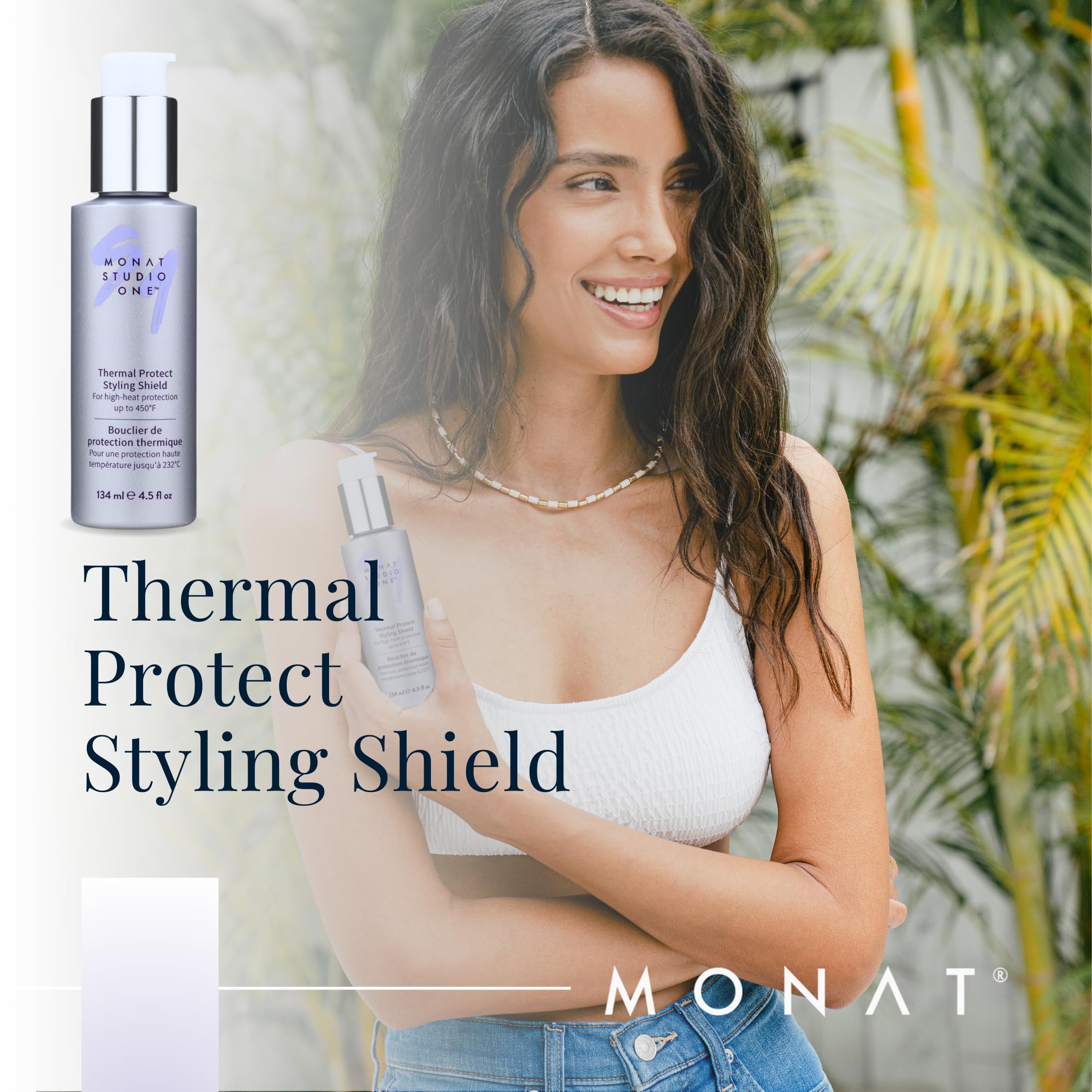 MONAT Studio One Thermal Protect Styling Shield - Heat Protectant Spray for Hair Styling, Straightening & Blow Drying - 134ml/4.5oz - Prevents Heat Damage from Flat Irons & Hair Dryers - Perfect for Daily Styling & Salon Use
