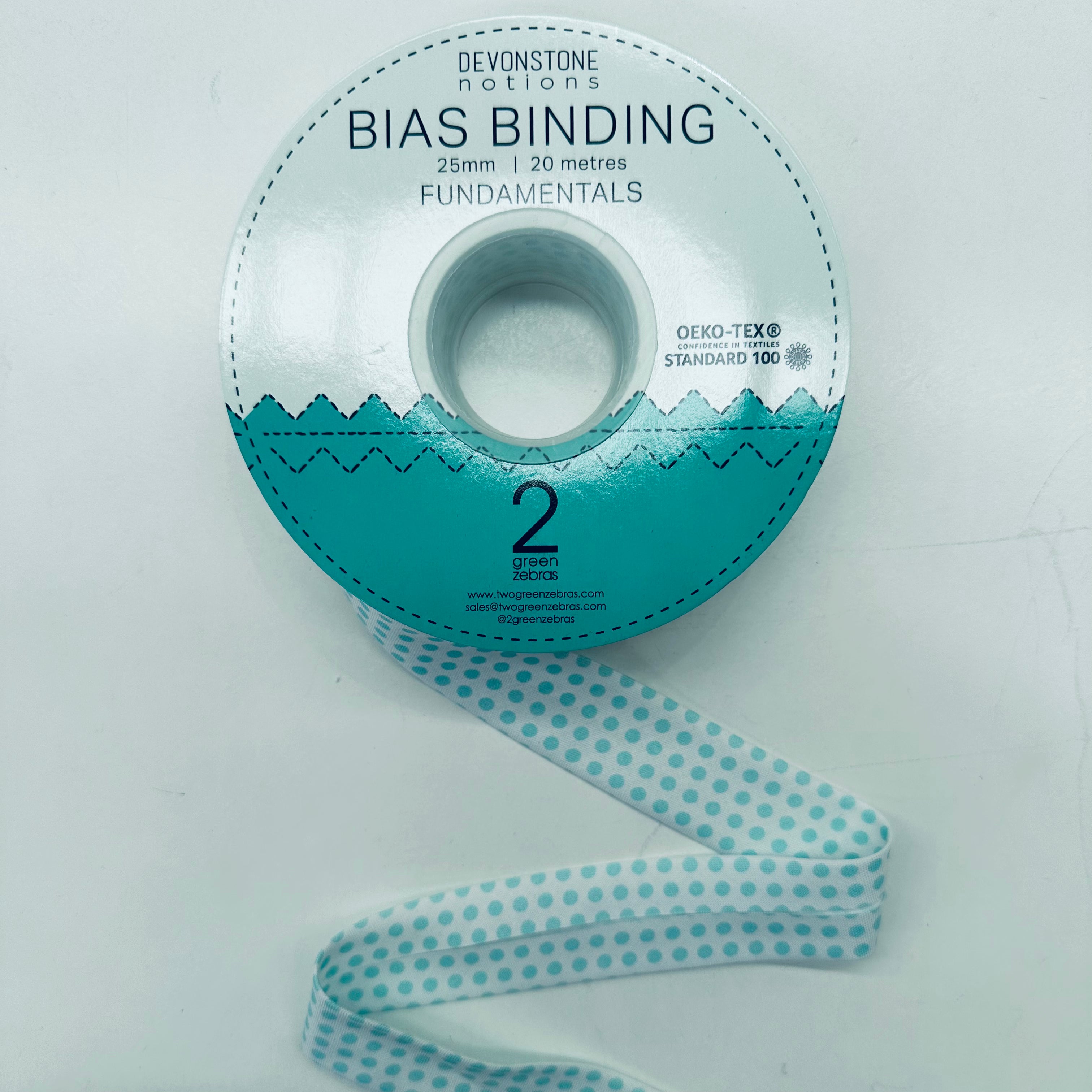 1 Inch Double Fold Bias Tape - DVBB2957 Seafoam Spot - Perfect for Quilting, Sewing & DIY Craft Projects