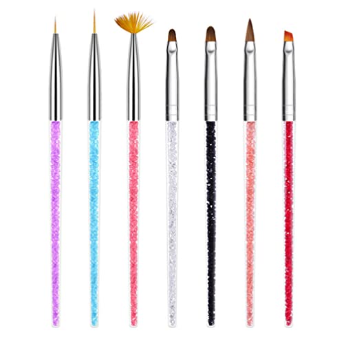 ABOOFAN Professional Nail Art Brush Set - Silicone Tip Dotting & Carving Tools with Acrylic Rhinestone Handle for Nail Salon, DIY Manicure & Home Use (Mixed Styles) - Perfect for Gel Polish, Acrylic Nails & Detailed Nail Designs