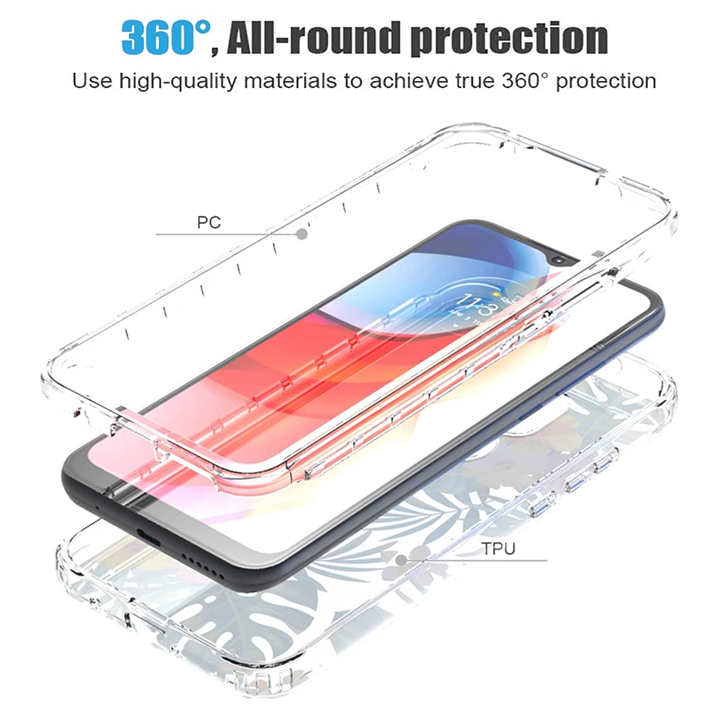Clear Shockproof Hybrid Case for Motorola Moto G Play 2021 - Full Body Protection Crystal Clear Phone Cover with Flowers & Leaves Design | Perfect for Everyday Use, Outdoor Activities & Travel Protection