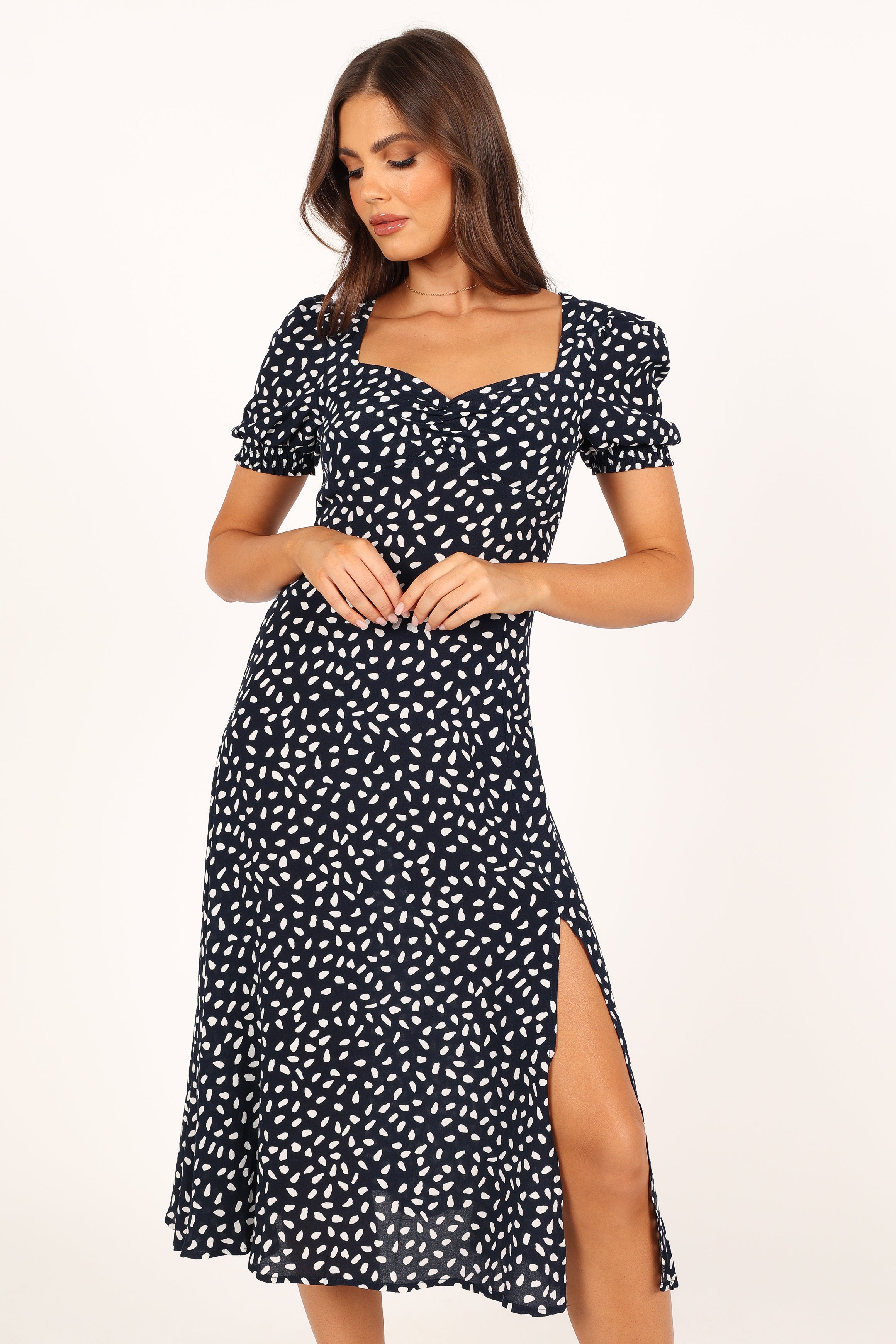 Franklin Dress Navy Print - Stylish Floral Summer Dress for Women, Perfect for Beach Vacations, Parties & Casual Outings
