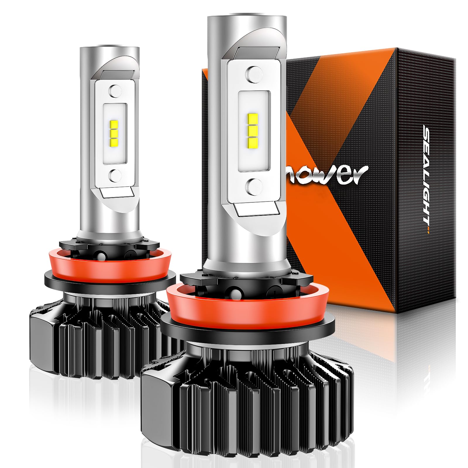 SEALIGHT H11/H8/H9/H16 LED Bulbs - 30,000LM Super Bright 6000K White Fog Light Bulbs for Cars, Motorcycles, ATVs - Plug and Play Installation - Pack of 2 - Perfect for Night Driving, Off-Roading & Low Visibility Conditions
