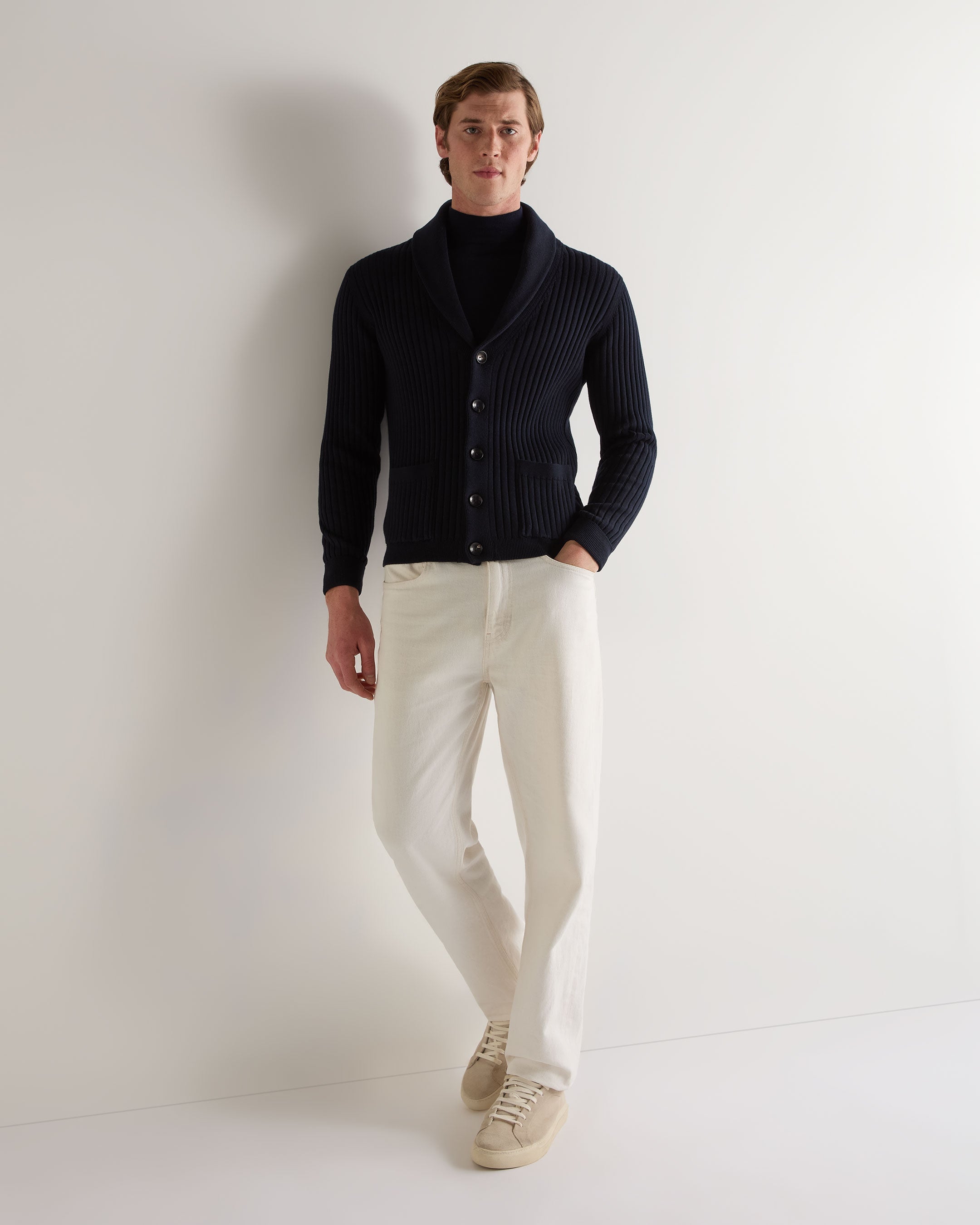 Premium Men's Cashmere Turtleneck Sweater - Soft & Warm Navy Blue Pullover for Winter Fashion & Office Wear