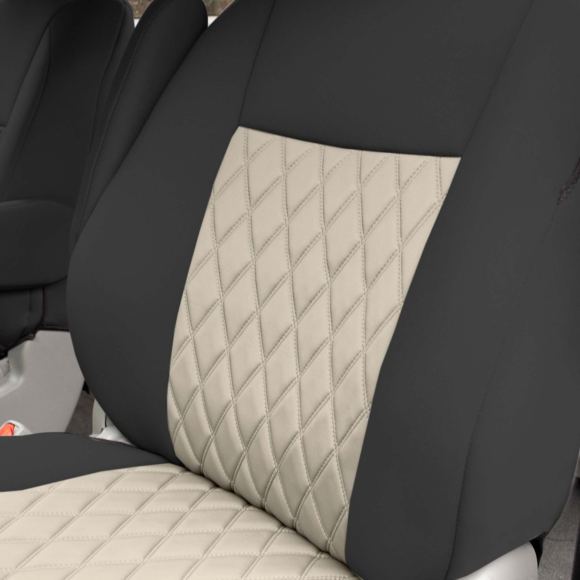 FH Group Custom Fit Neoprene Seat Covers for 2011-2020 Toyota Sienna - Waterproof Neosupreme Automotive Seat Protectors (3rd Row, Beige) | Perfect for Family Road Trips, Spill Protection & Car Interior Upgrade