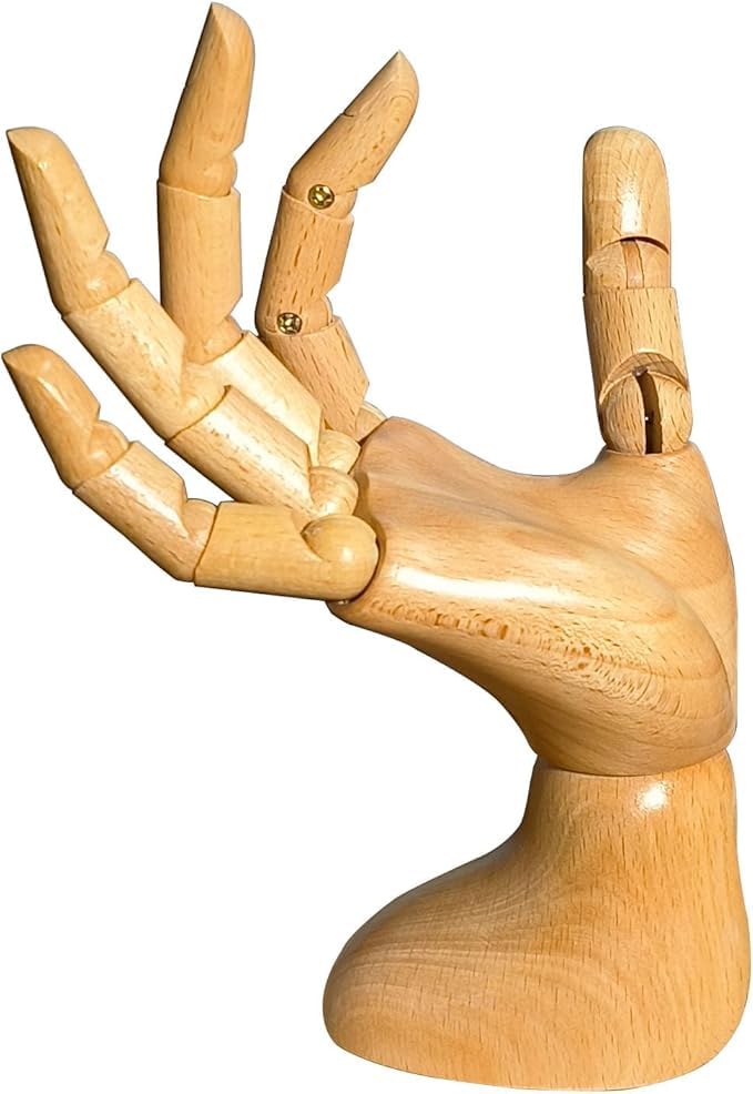 Professional Wooden Hand Mannequin for Nail Art & Drawing - Female Right Hand Model - Perfect for Artists, Nail Technicians & Photography Props