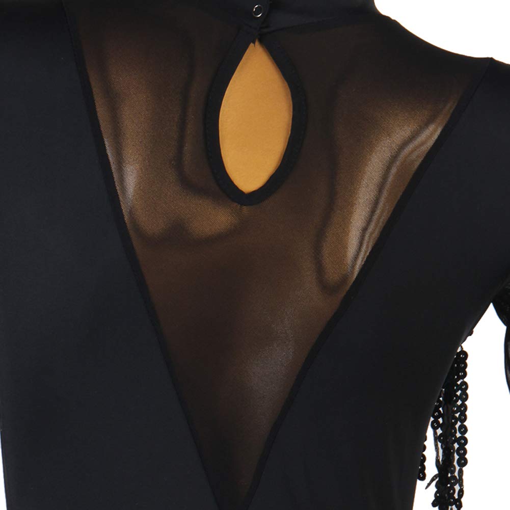 Latin Dance Dress for Salsa Tango ChaCha - Elegant Black Sequin Ballroom Competition Dress | Perfect for Performances, Shows & Dance Parties