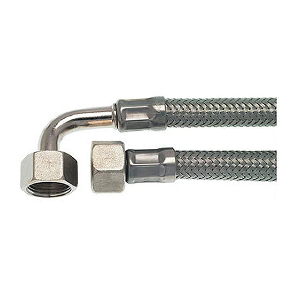 3/8 Inch Flexible Hose 500mm - High Pressure Braided Stainless Steel Water Gas Oil Pipe - Perfect for Plumbing, Hydraulic Systems & Industrial Applications