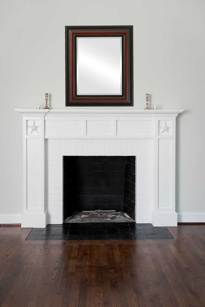 Lancaster Style Rosewood Rectangle Beveled Wall Mirror - 25x35 Inches - Elegant Home Decor for Living Room, Bedroom & Entryway