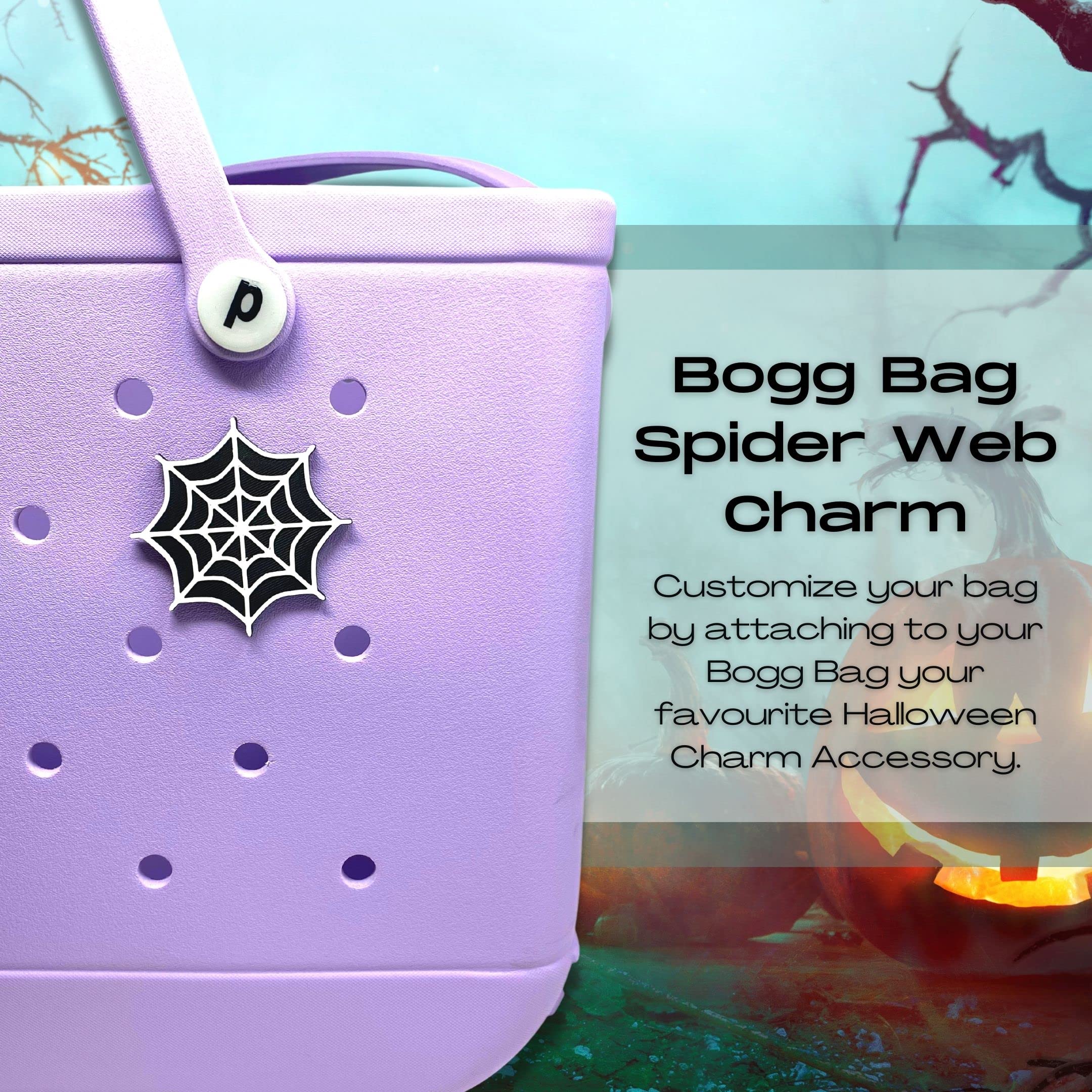 BOGLETS Halloween Spider Web Charm - Compatible with Bogg Bags, Simply Southern & Similar Tote Bags - Perfect for Halloween Decor, Costume Accessories & Bag Customization