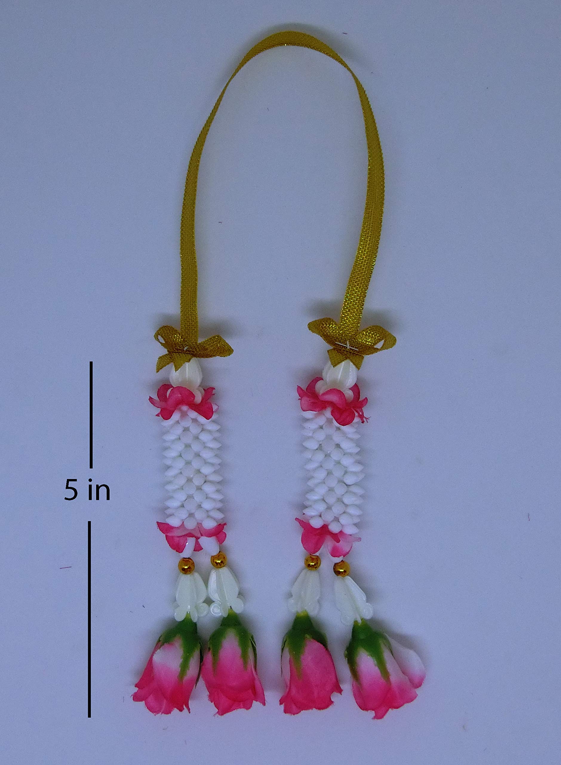 Handmade Thai Rose Jasmine Garland Fabric Flowers - Pink Plastic Floral Souvenir for Weddings, Home Decor & Cultural Celebrations