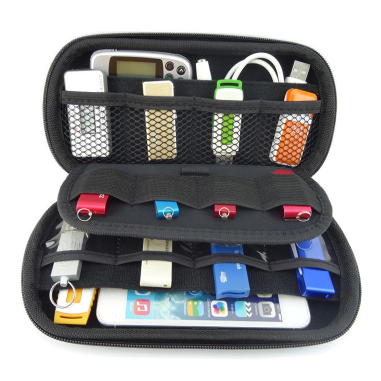 OSALADI Shockproof Protective Case for Earphones & Flash Drives - Durable EVA Material Hard Drive Pouch, Compact & Sturdy Black Storage Bag - Perfect for Travel, Office, and Daily Electronics Organization