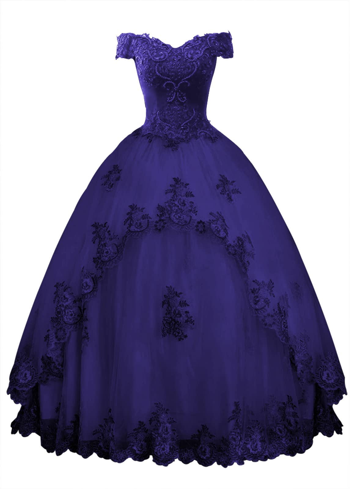 Elegant Off-the-Shoulder Lace Prom Dress Ball Gown - Long Formal Evening Gown for Quinceañera, Homecoming, Wedding & Special Occasions