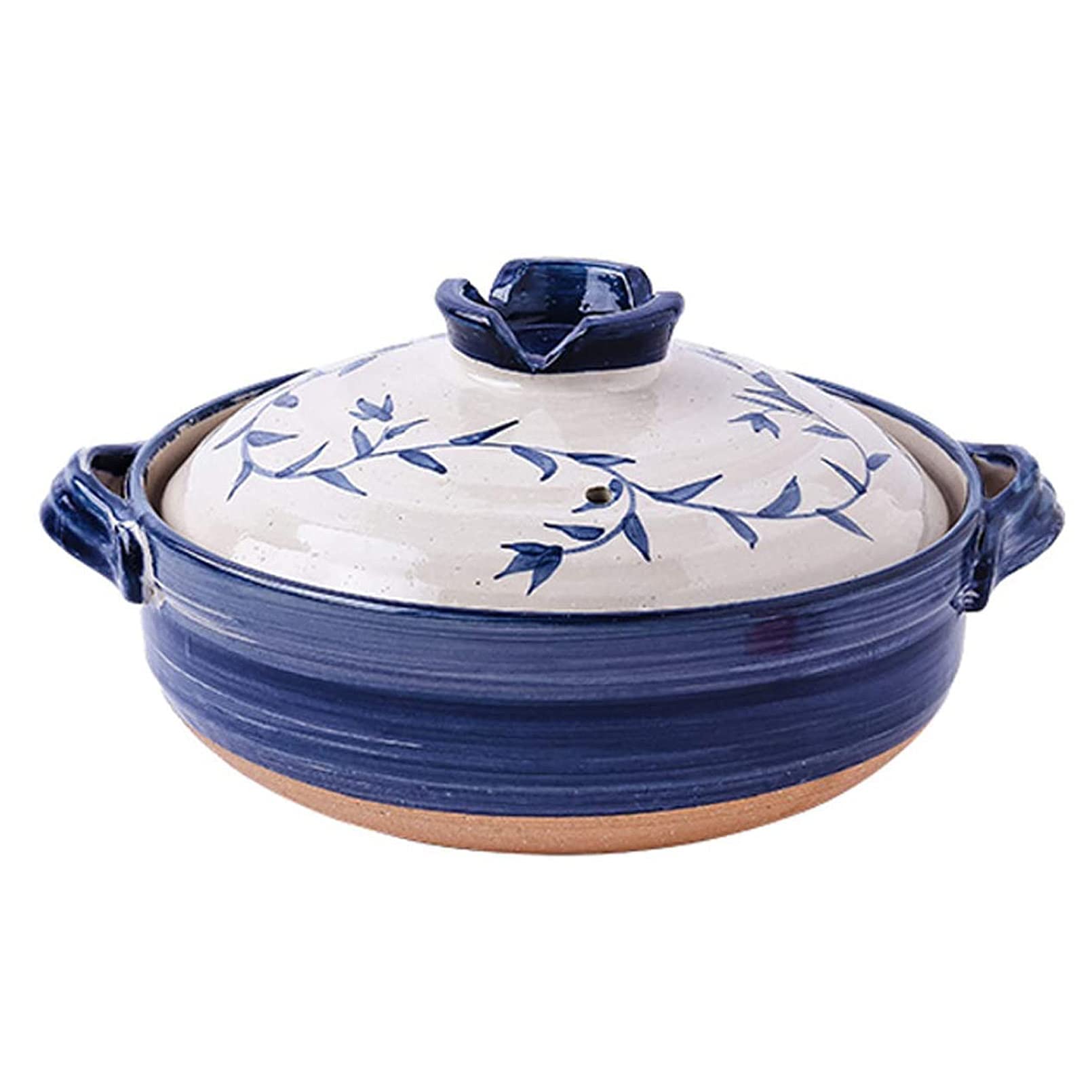 Premium Japanese Donabe Ceramic Hot Pot - Traditional Clay Casserole for 4-6 People - Blue Earthenware Cooking Pot - Perfect for Sukiyaki, Shabu Shabu & Family Dinners