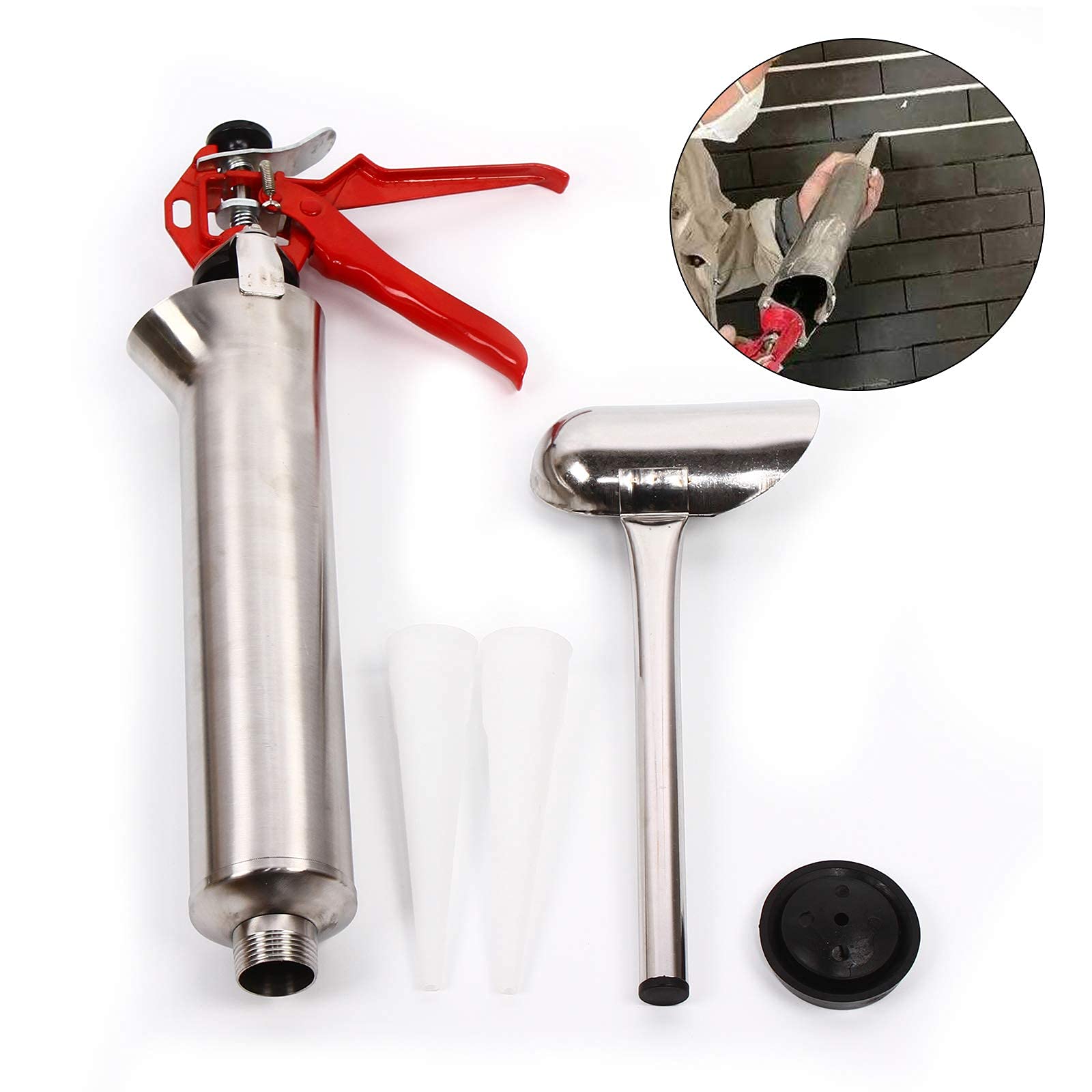 Stainless Steel Mortar Caulking Gun - Heavy Duty Cement Grout Applicator for Pointing, Grouting & Caulking | Perfect for Masonry, Tile Work & Concrete Repairs