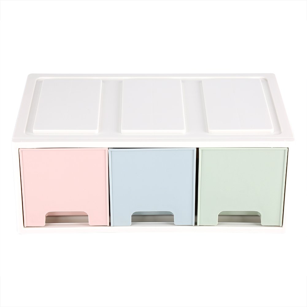 Colorful 3-Drawer Plastic Desktop Storage Organizer Box for Jewelry, Arts & Crafts, Sewing Accessories - Tall Multicolor Drawer Cabinet | Perfect for Home Office, Craft Room & Bedroom Organization