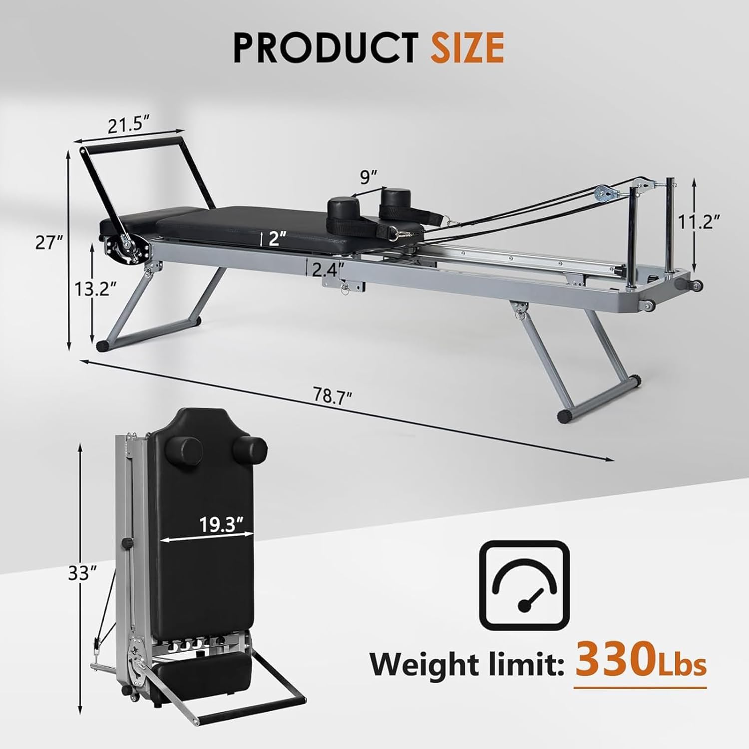 Foldable Pilates Reformer Machine with Jump Board - Portable Home Gym Equipment for Full Body Workouts | Perfect for Home, Studio & Fitness Enthusiasts | Strengthen Core, Improve Flexibility & Tone Muscles