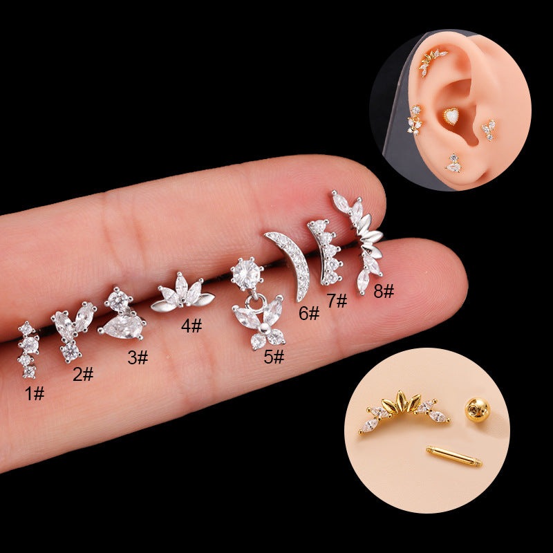 16G Cartilage Curve Bar Stud Earrings - Surgical Steel Conch Helix Piercing Jewelry for Women | Perfect for Daily Wear, Parties & Special Occasions | HSPJ795