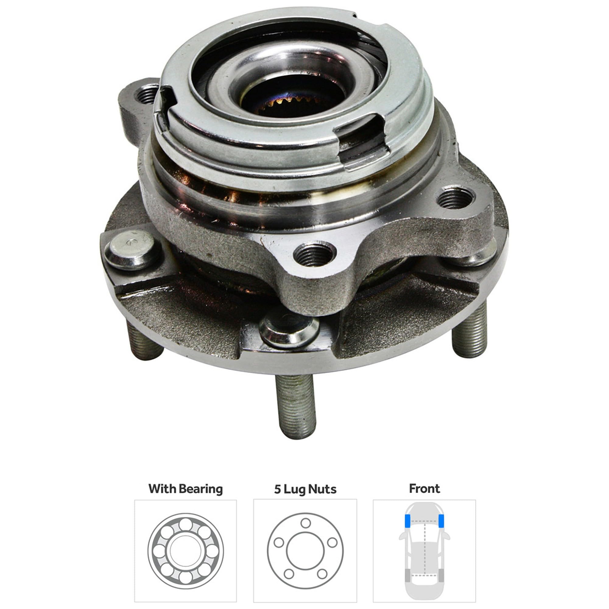 Evan Fischer Front Wheel Hub Assembly - Compatible with Nissan Altima 2007-2013 & Murano 2003-2007 | Left or Right Side | Fits 4-Wheel ABS, AWD, RWD, FWD | 5-Lug Design | Perfect for Smooth Ride & Enhanced Vehicle Performance