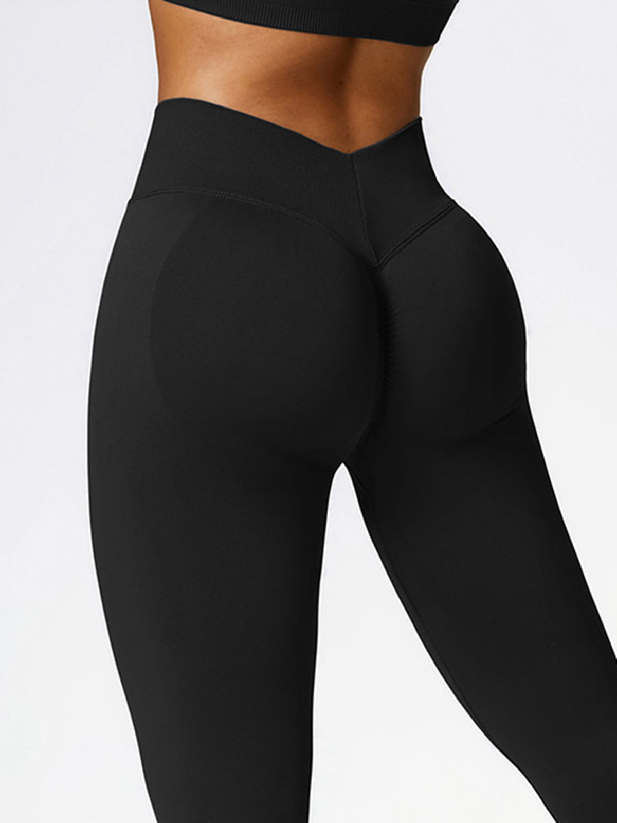 ZASUWA Women's Seamless V-Back Scrunch Butt Lifting Leggings - High Waisted Yoga Pants for Workout, Running & Gym