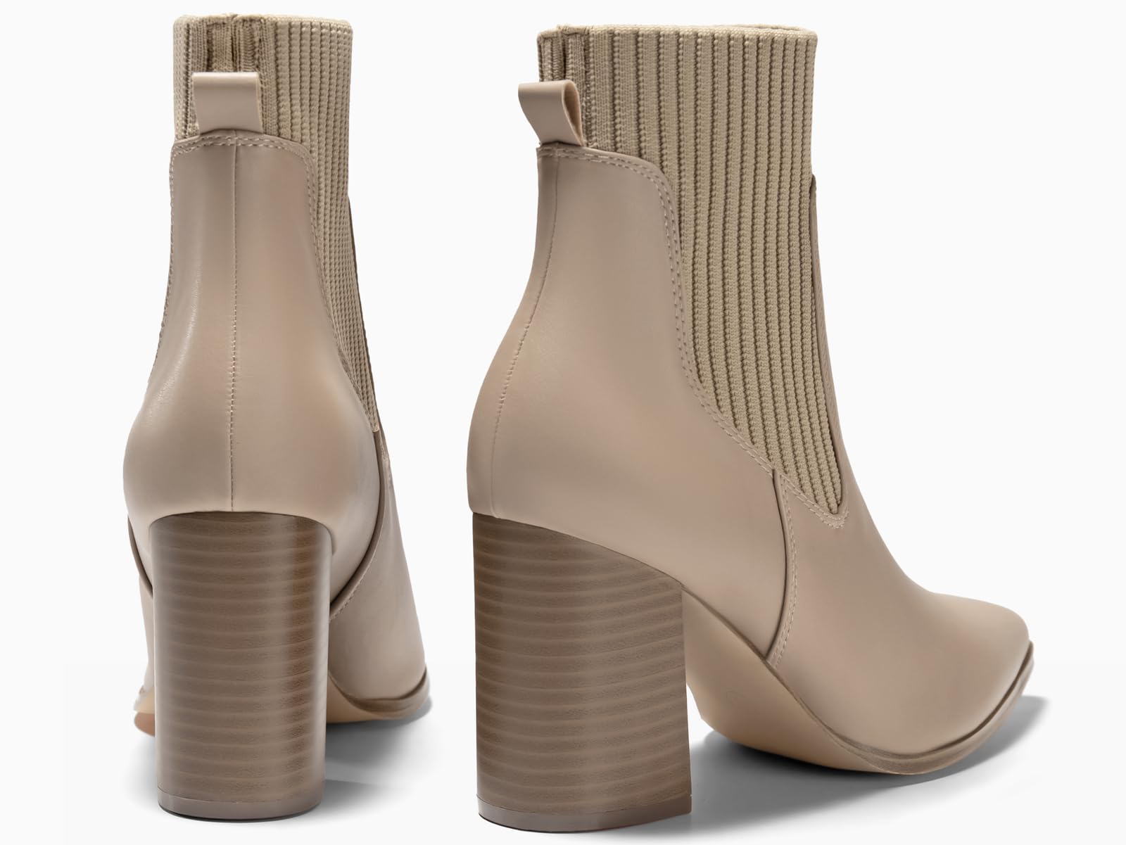Coutgo Women's Chunky Heel Ankle Boots - Pointed Toe Knit Chelsea Booties for Winter, Dress & Casual Outfits | Perfect for Office, Party & Daily Wear