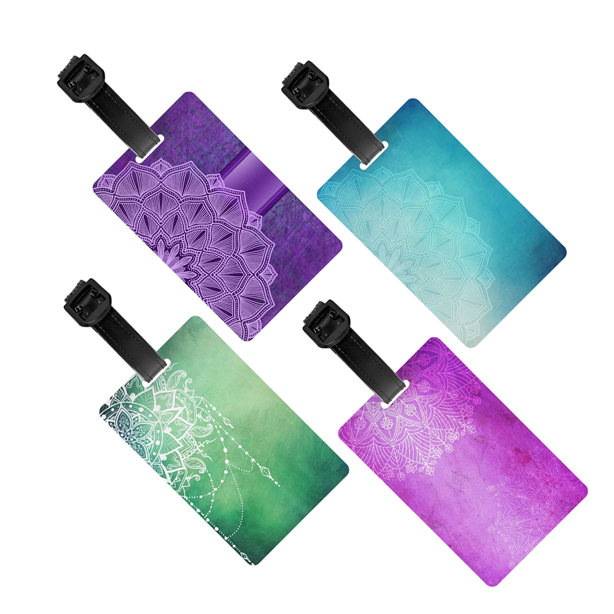 4-Pack Durable PVC Luggage Tags with ID Card Holder - Waterproof Suitcase Labels for Travel, Men, Women & Kids - Perfect for Airports, Cruises & Business Trips
