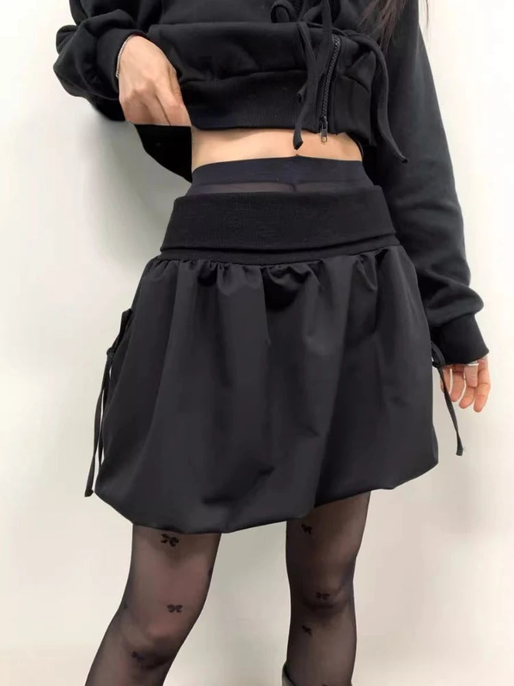 2024 Fashion Women's Black High Waist A-Line Mini Skirt - Bandage Sweet Summer Skirt for Women | Perfect for Parties, Dating & Casual Outfits