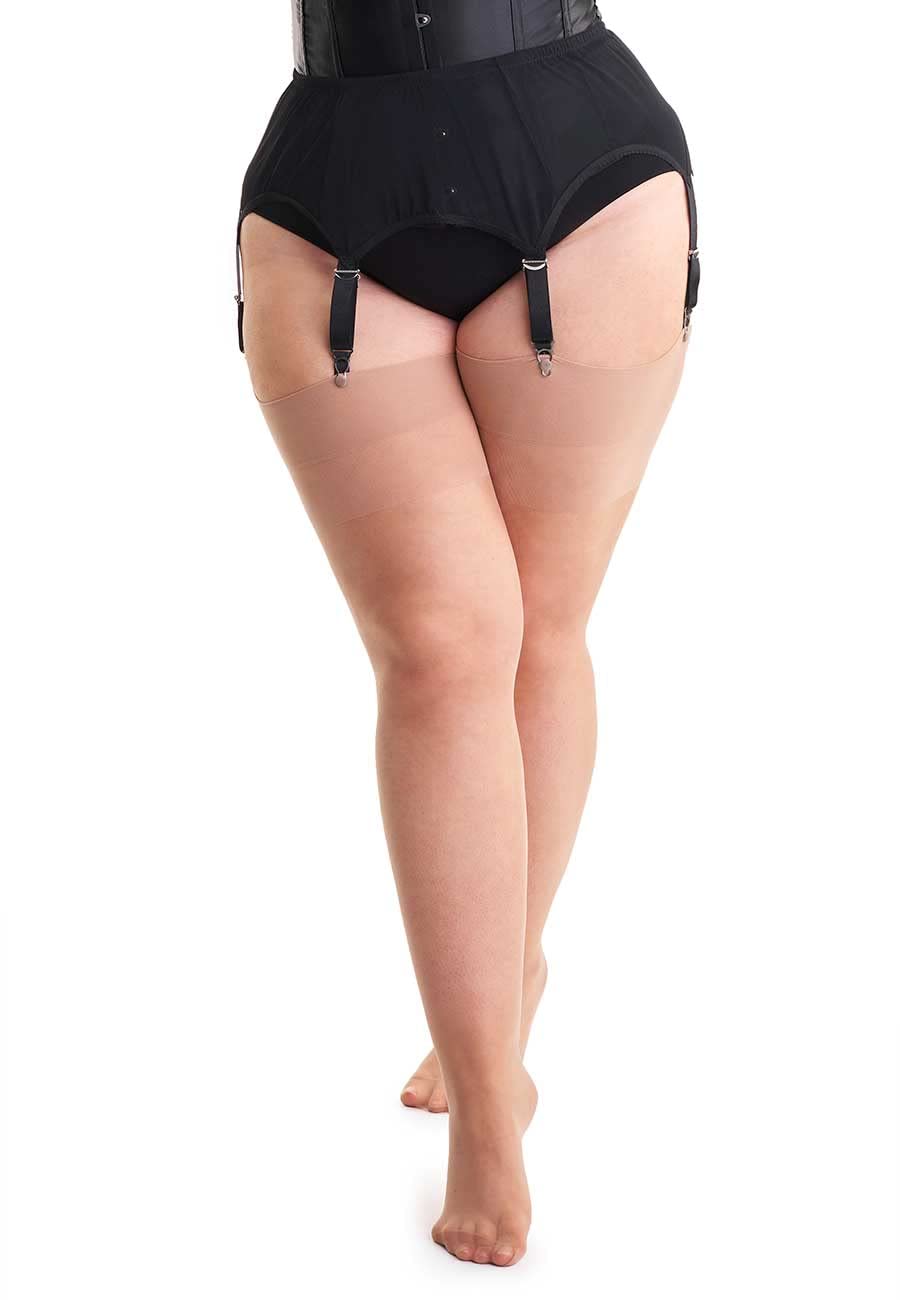 Plus Size 20 Denier Suspender Stockings for Women - Comfortable & Stretchy with Lycra - Perfect for Lingerie, Cosplay & Special Occasions