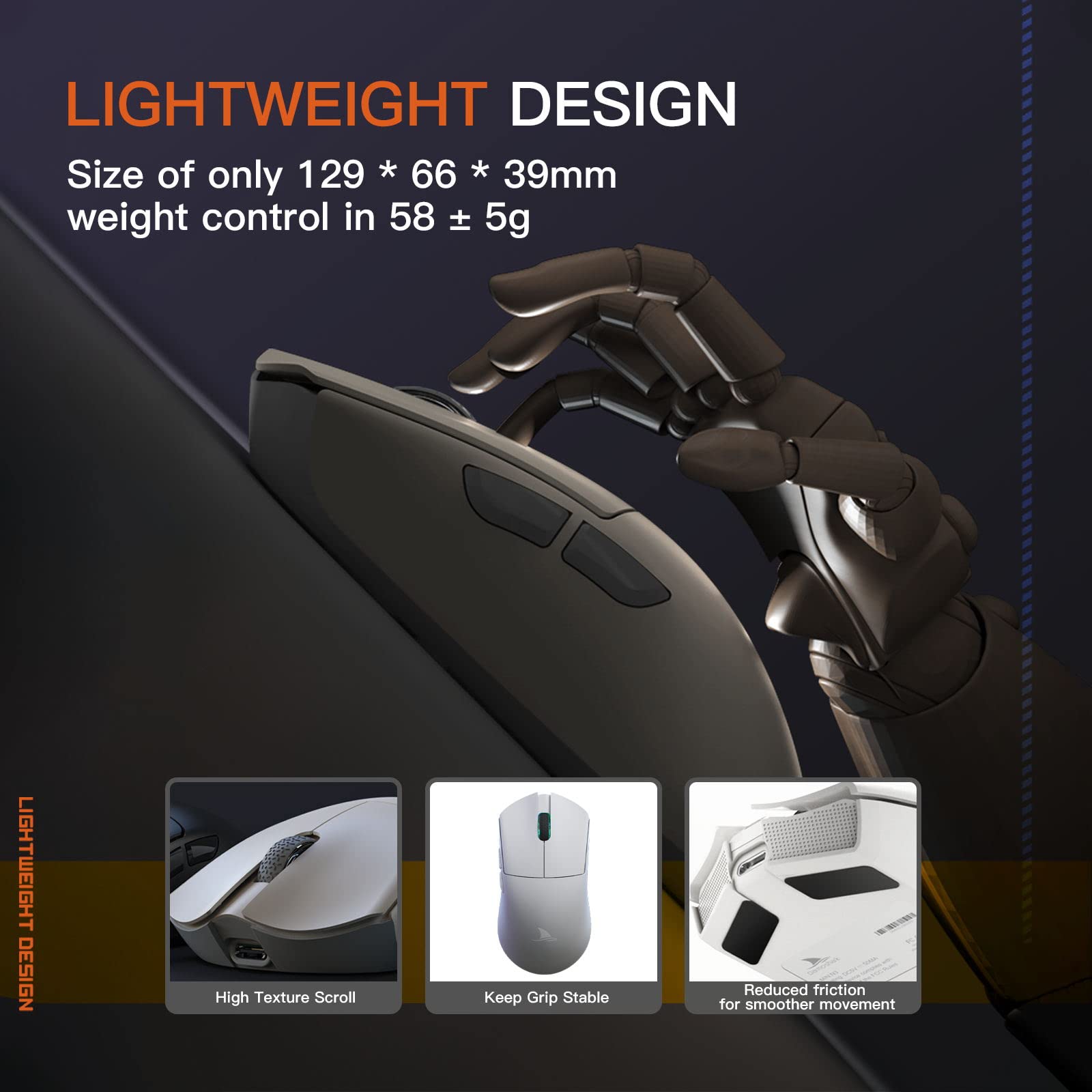 Darmoshark M3 Wireless Gaming Mouse - Tri-Mode 2.4G/USB-C/Bluetooth, 26000DPI, PAW3395 Sensor, 58g Lightweight, 8 Programmable Buttons - Perfect for PC, Laptop, Mac Gaming & Office Work