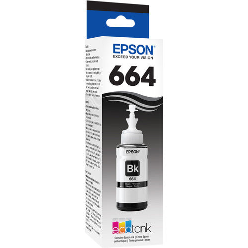 Epson T664 Black Ink Bottle (70mL) - High-Quality Printer Ink for Epson EcoTank Printers - Perfect for Home, Office & School Printing Needs
