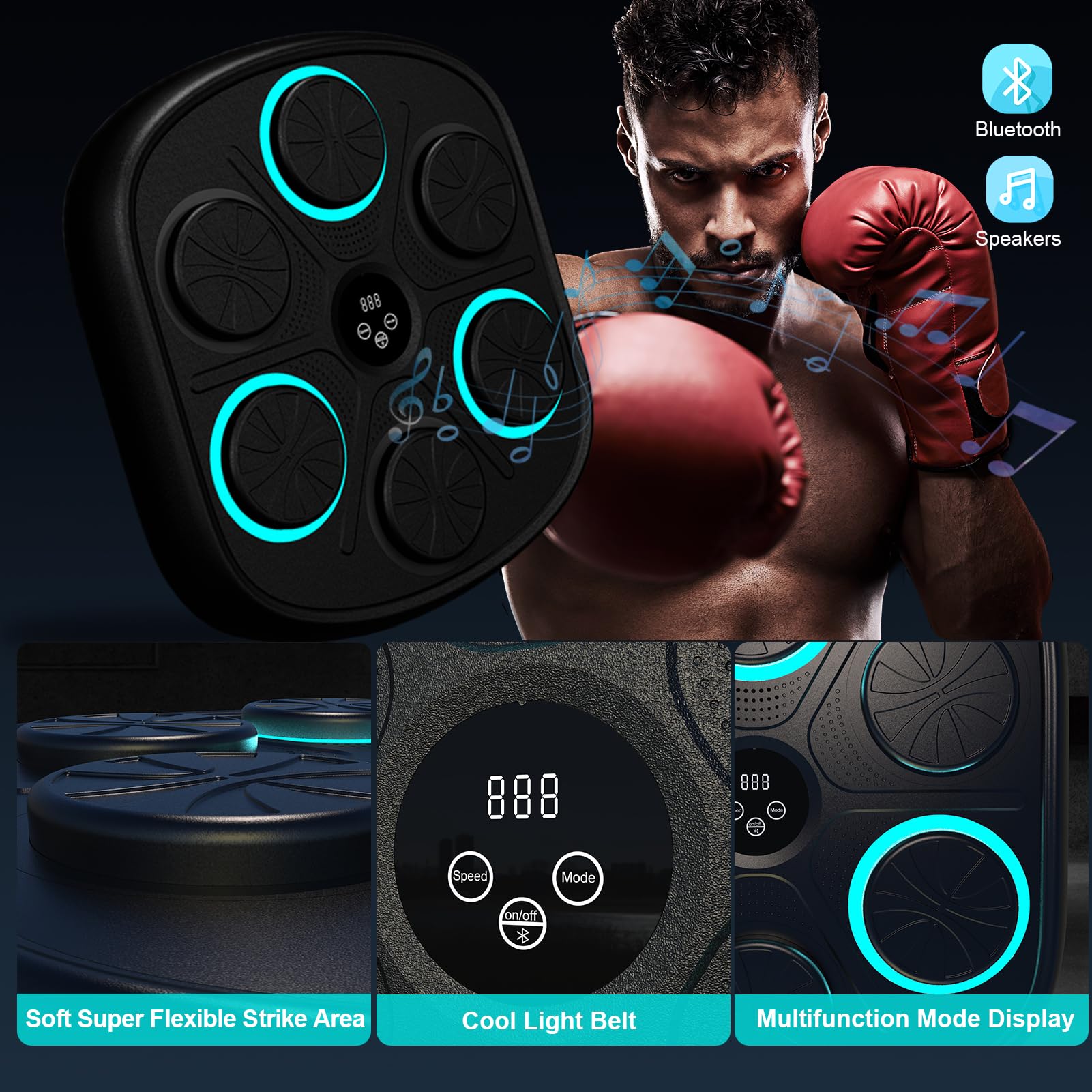Smart Music Boxing Machine for Adults & Kids - Wall-Mounted Interactive Trainer with LED Display, 9 Modes & 9 Speeds - Perfect for Home Gym, Stress Relief & Family Fun