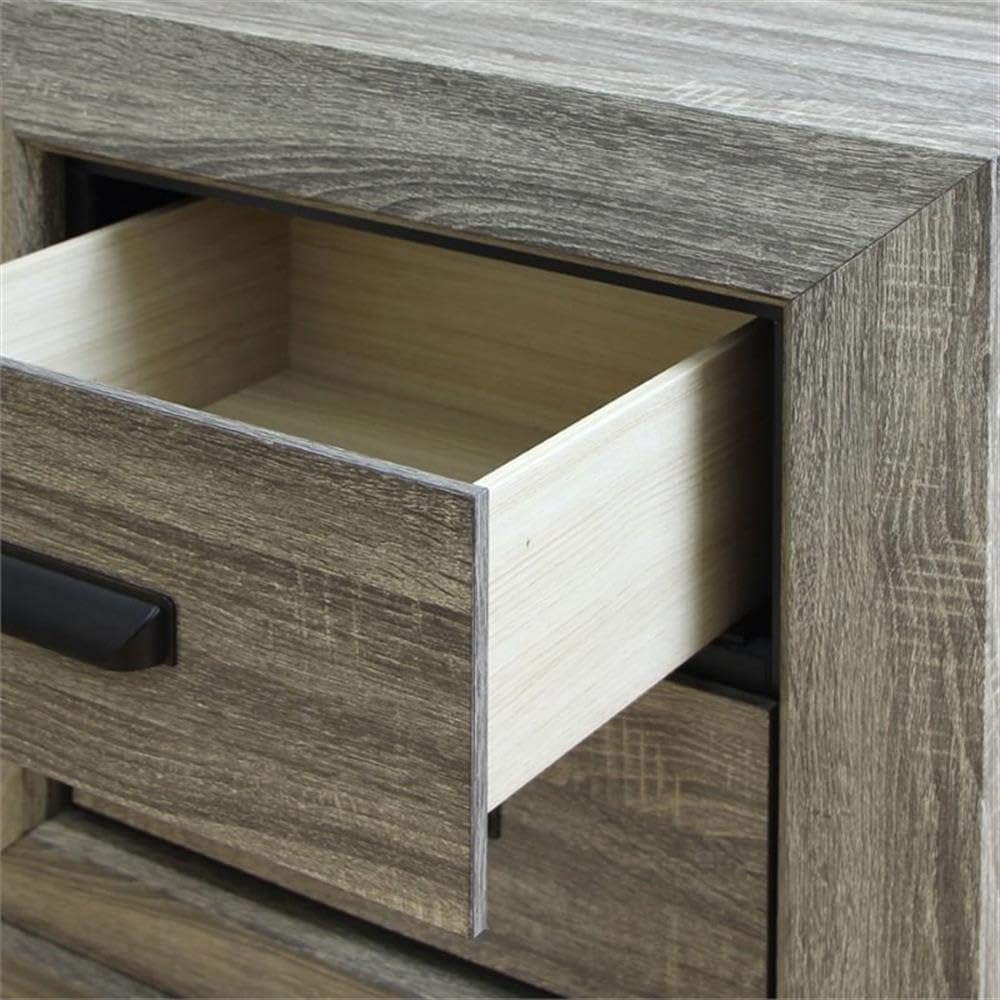 BOWERY HILL Modern Square 2-Drawer Nightstand in Weathered Gray Finish - Stylish Bedside Table for Bedroom, Living Room or Office Storage