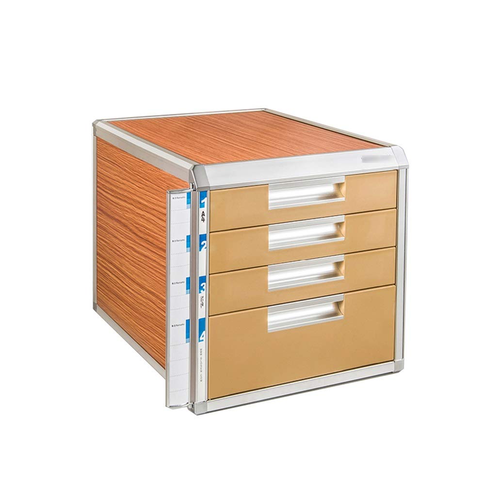 ZZHBXG Metal Office Storage Cabinet with Lock - Wood Grain Desktop File Drawer for Documents & Supplies, Secure Aluminum Alloy Deposit Box - Ideal for Home Office, Small Business & Workspace Organization (Size A)
