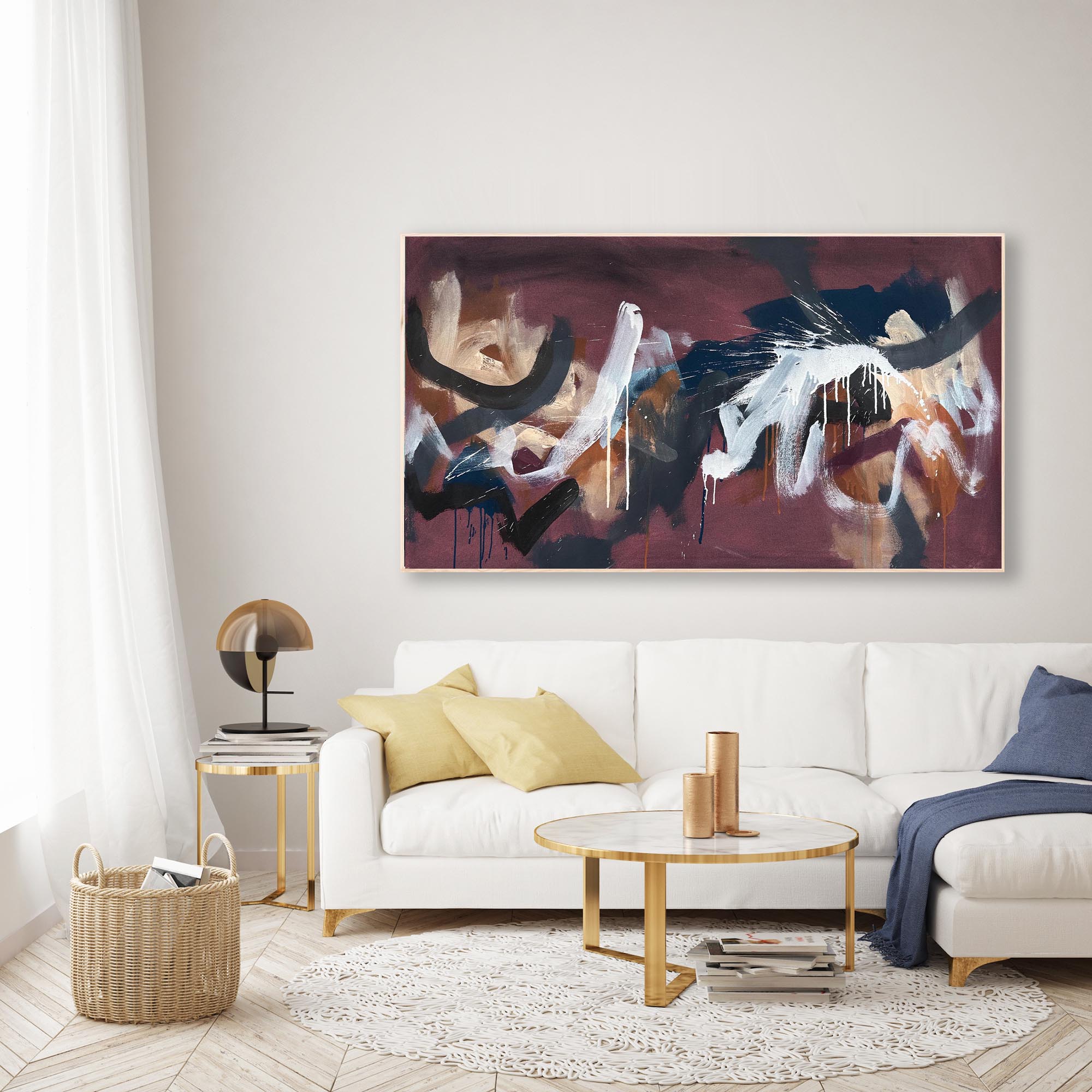 Original Timelapse Painting 140x80cm - Large Abstract Wall Art for Living Room & Office Decor