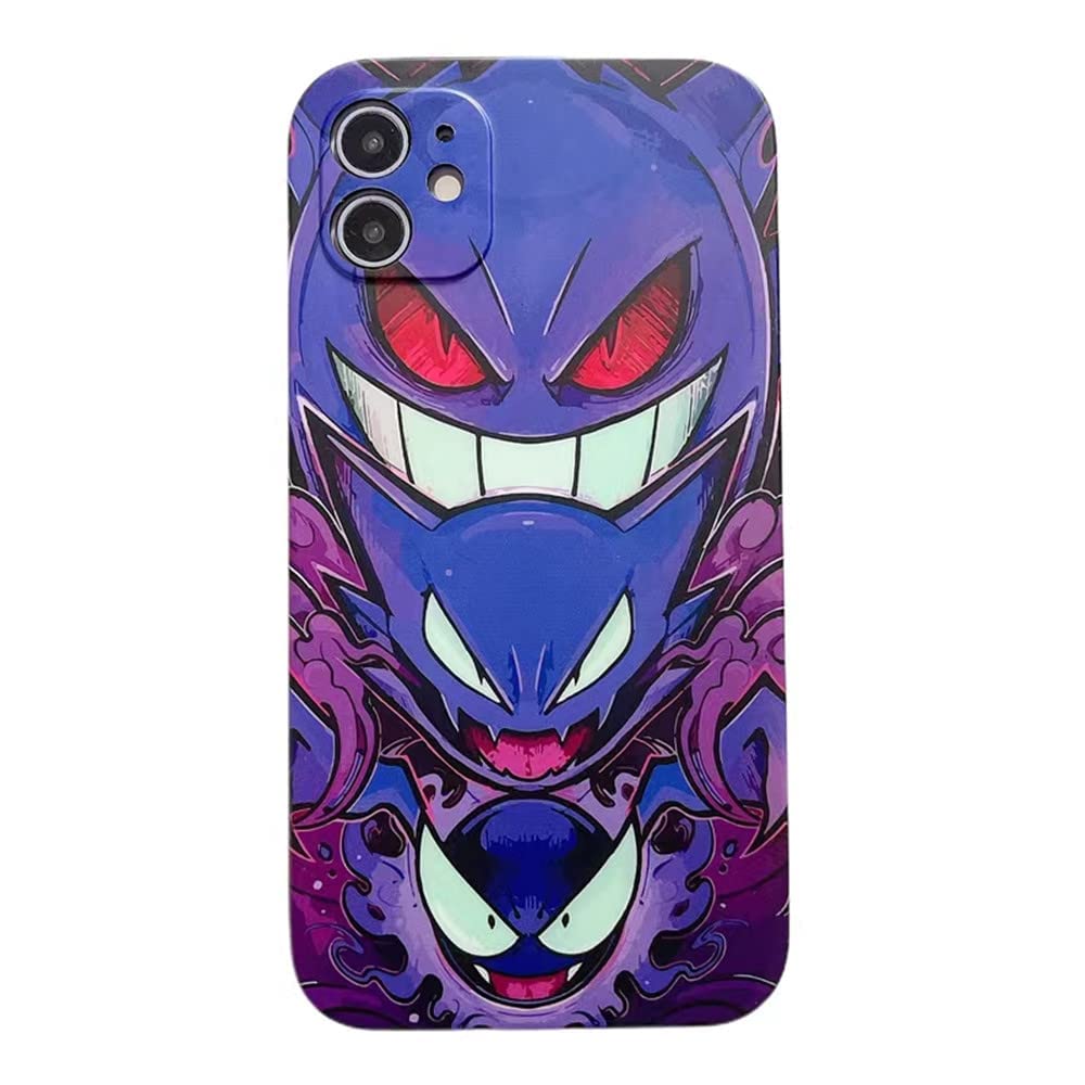 Gengar Gastly Haunter Evolution Anime iPhone 12 Pro Case - Shockproof Silicone Protective Cover with Comic Design (Purple) - Perfect for Anime Fans, Gaming Enthusiasts & Daily Protection
