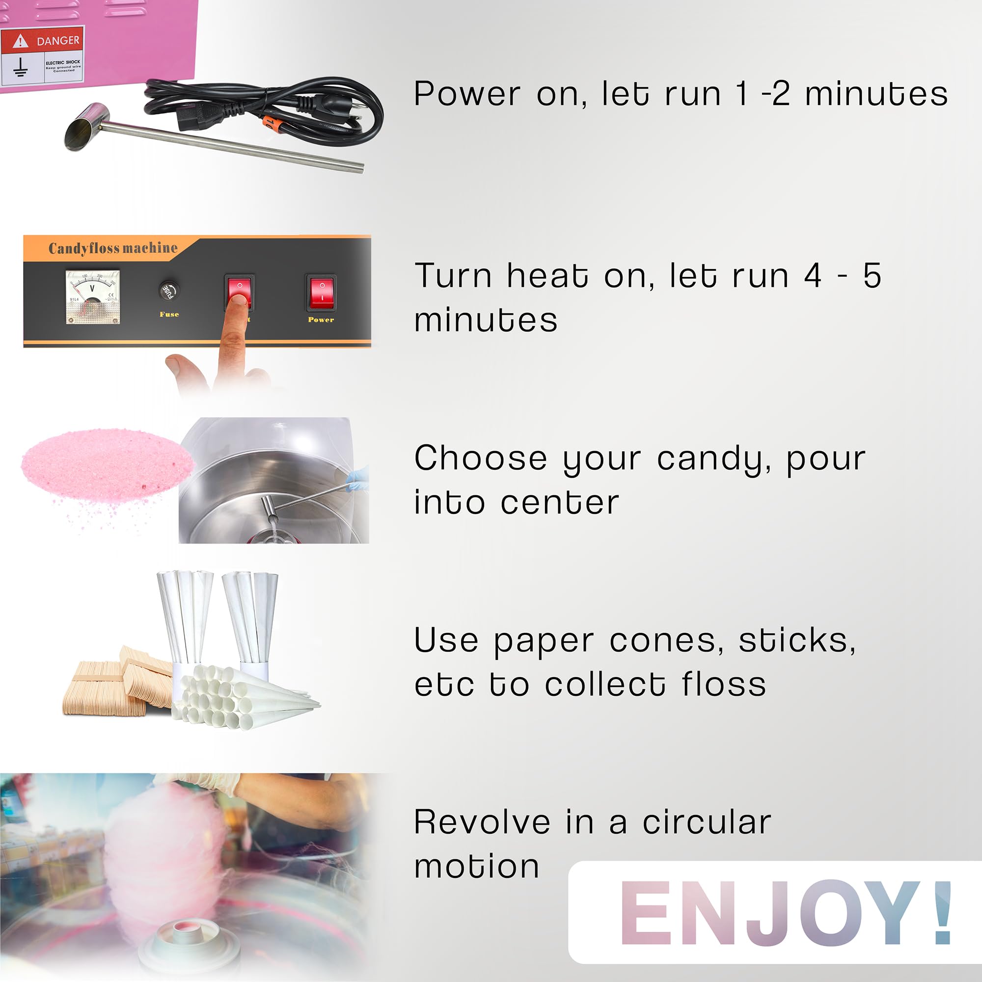 VIVO Pink 1030W Commercial Cotton Candy Machine with 20