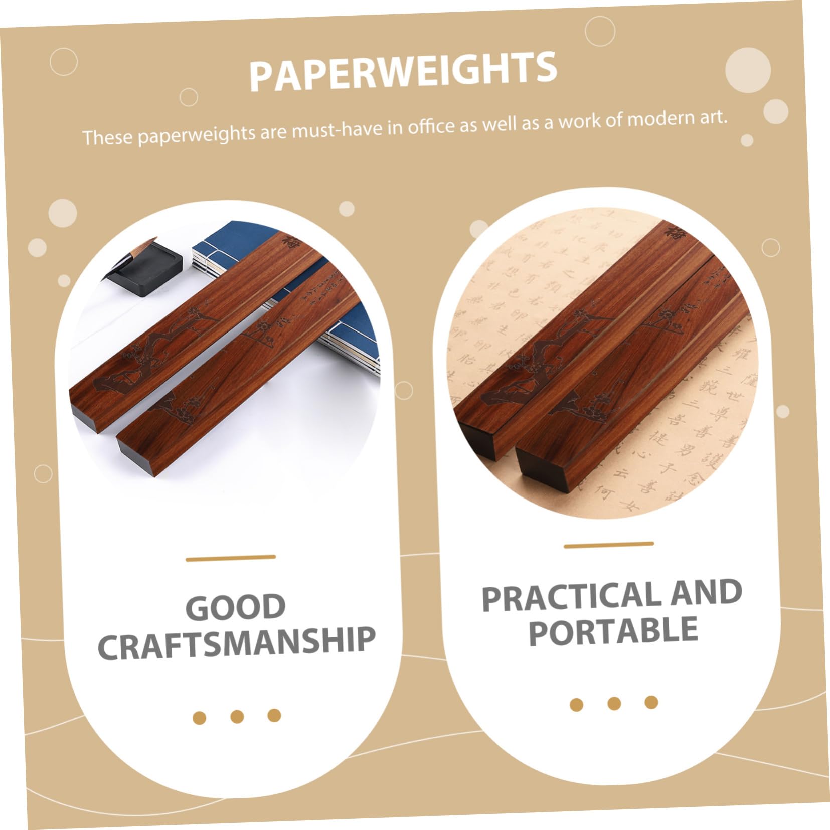 BESPORTBLE 4 Pcs Wooden Paperweights - Handcrafted Town Ruler Painting Design for Drawing, Catalpa Wood Paper Holders - Perfect for Office Desk Decor, Artist Studio & Home Decoration