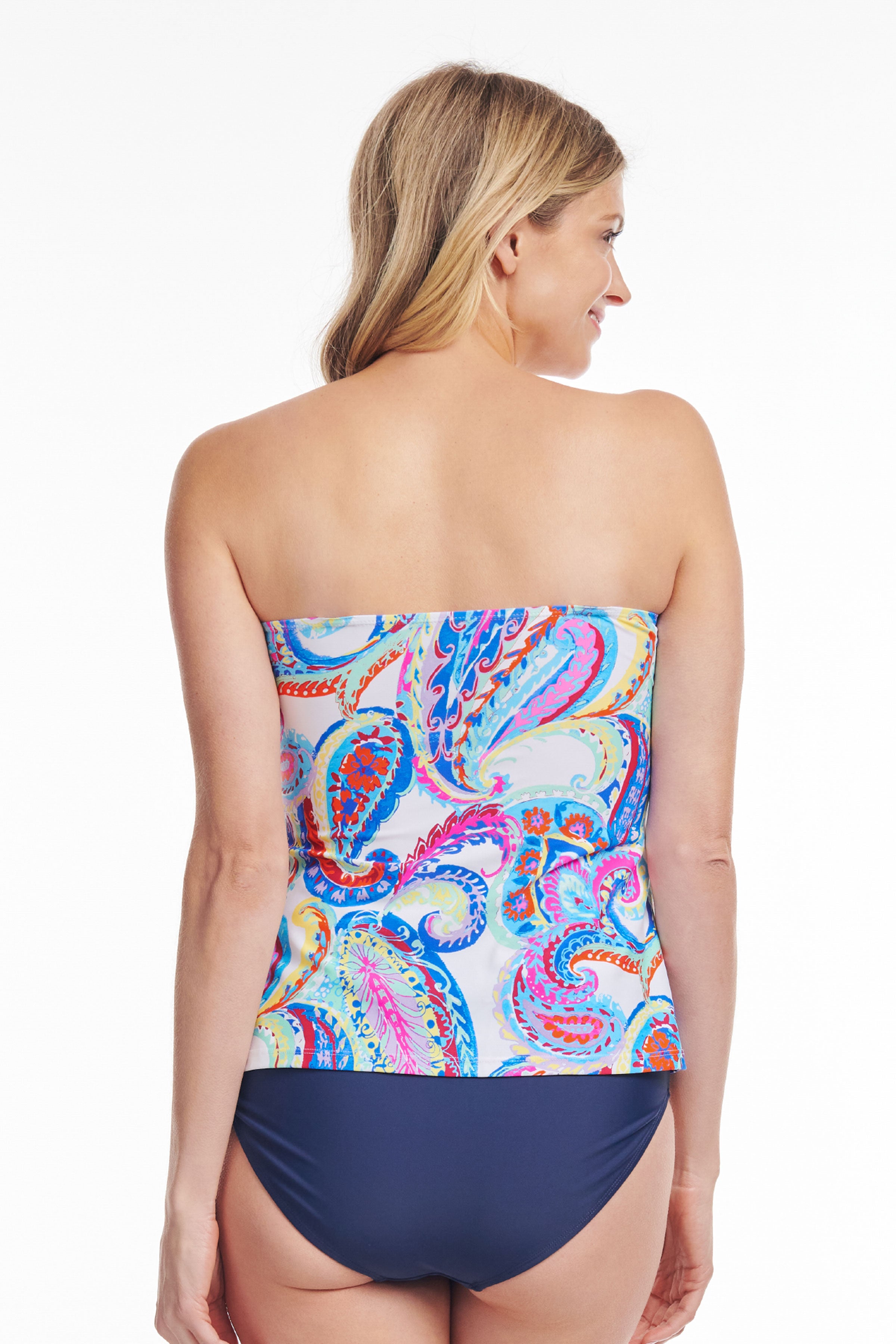 Sweetheart A Line Tankini Top in French Paisley Print - Flattering Swimwear for Women - Perfect for Beach Vacations & Pool Parties