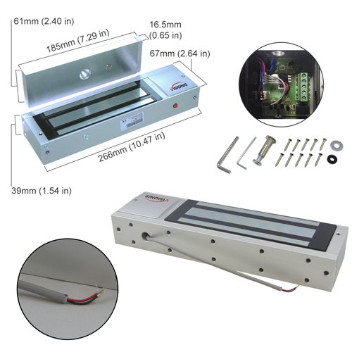 Visionis FPC-8515 Heavy Duty 1200lbs Electromagnetic Lock Access Control System - Inswing Door Kit with LED Exit Button, Time Delay, Wireless Receiver & Remote | Secure Commercial Buildings, Offices, Storage Rooms