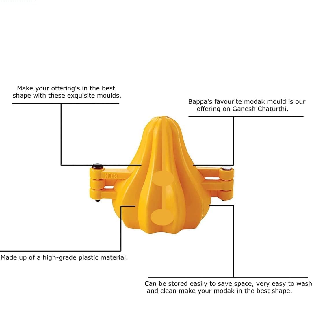 APOLLINE INDIA® Plastic Ganpati Modak Mould Set - 2 Piece Medium No.2 (2 Fold Modak Maker) for Ganesh Festival & Indian Sweet Making | Perfect for Modak, Dumplings & Traditional Desserts