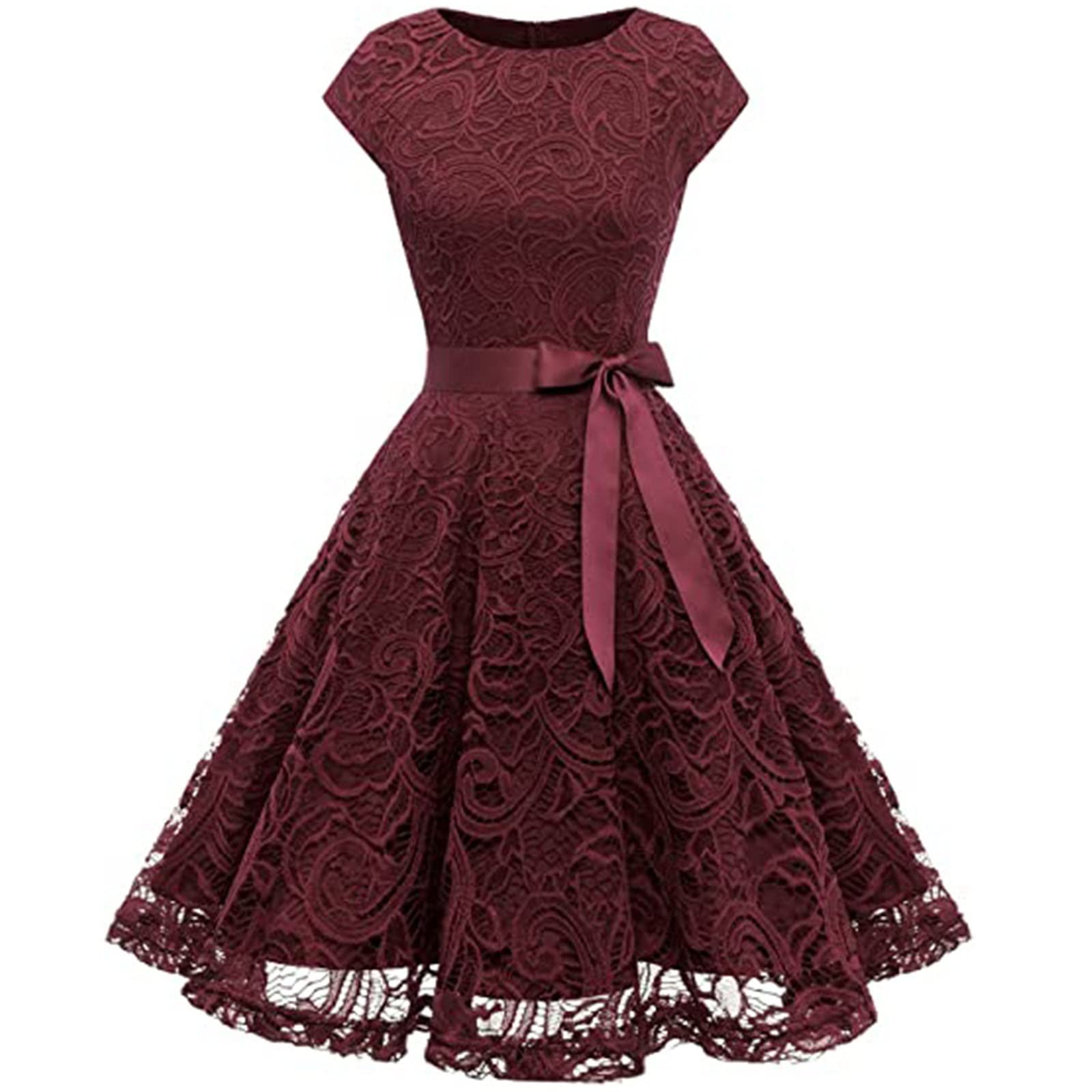 Floral Lace Bridesmaid Dress - Vintage A-Line Cocktail Gown for Parties & Proms